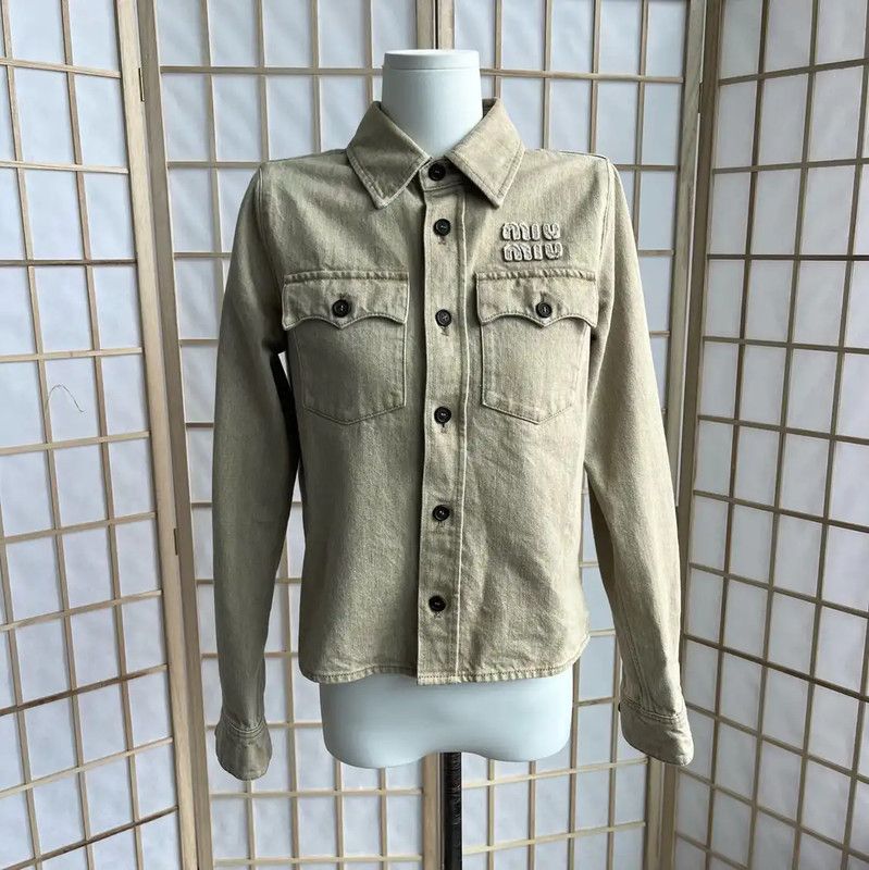 Miu Miu Miu Miu Light Green Cotton Women's Jacket 0089 Size M / US 6-8 / IT 42-44 - 1 Thumbnail