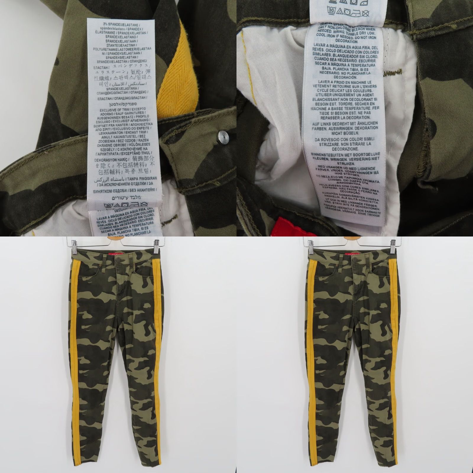 Guess GUESS Womens Pants 25 Green Camouflage Side Stripe Skinny Pockets Camouflage Green 25 Pants Womens Size 42" / US 20 - 8 Thumbnail