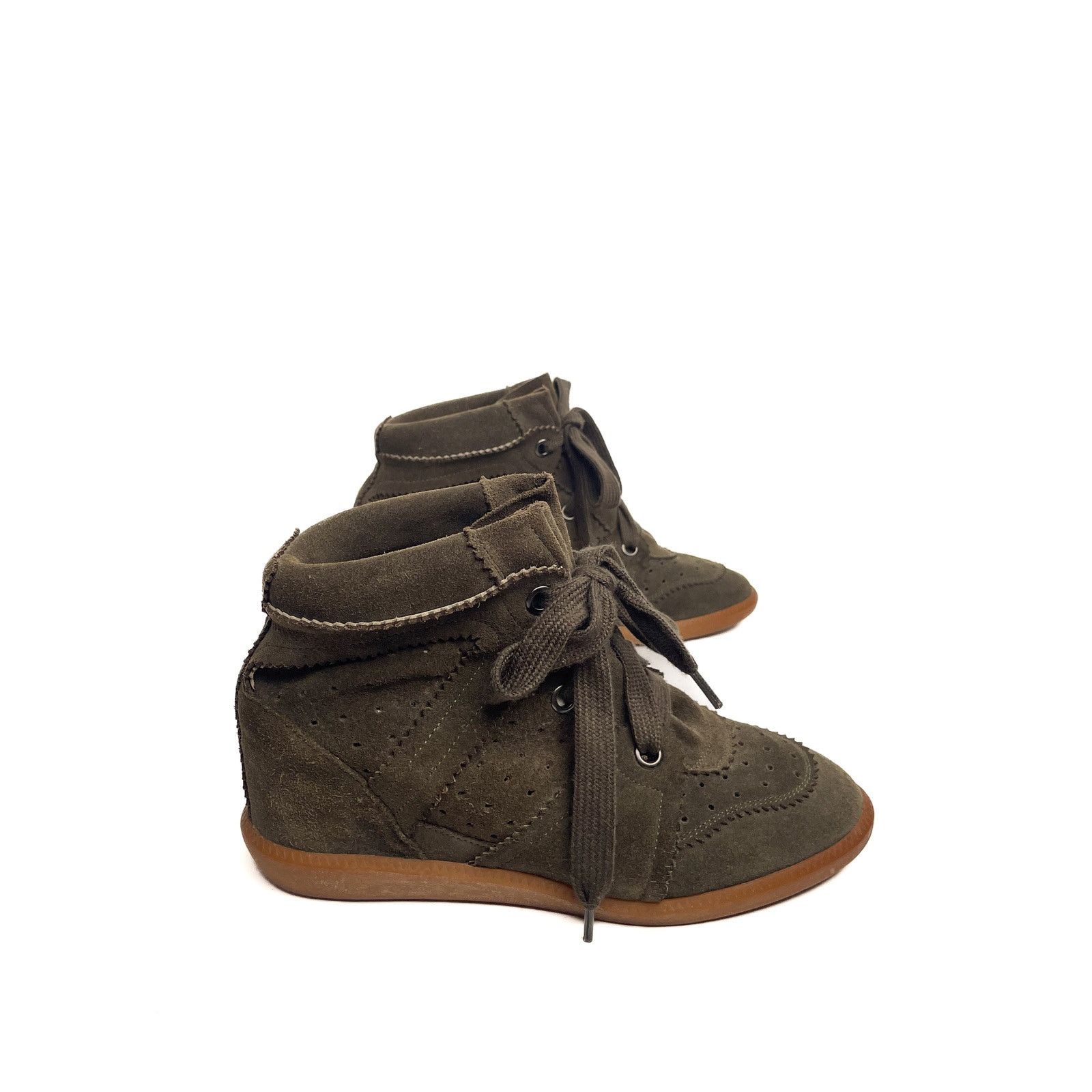 Isabel Marant Green Suede Wedge Sneaker Size US 9.5 / IT 39.5 - 4 Thumbnail