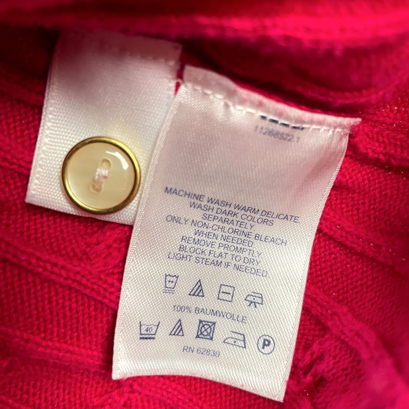 Lands' End Lands' End Cardigan Sweater Womens XL Plus Pink Cable Knit Cotton Button Front V-Neck Knit Size XL / US 12-14 / IT 48-50 - 4 Thumbnail