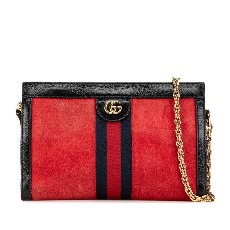 Gucci Gucci Suede Leather Ophidia Sheer Line Shoulder Bag 503877 Suede Crossbody Bag 503877 in Red, Women's