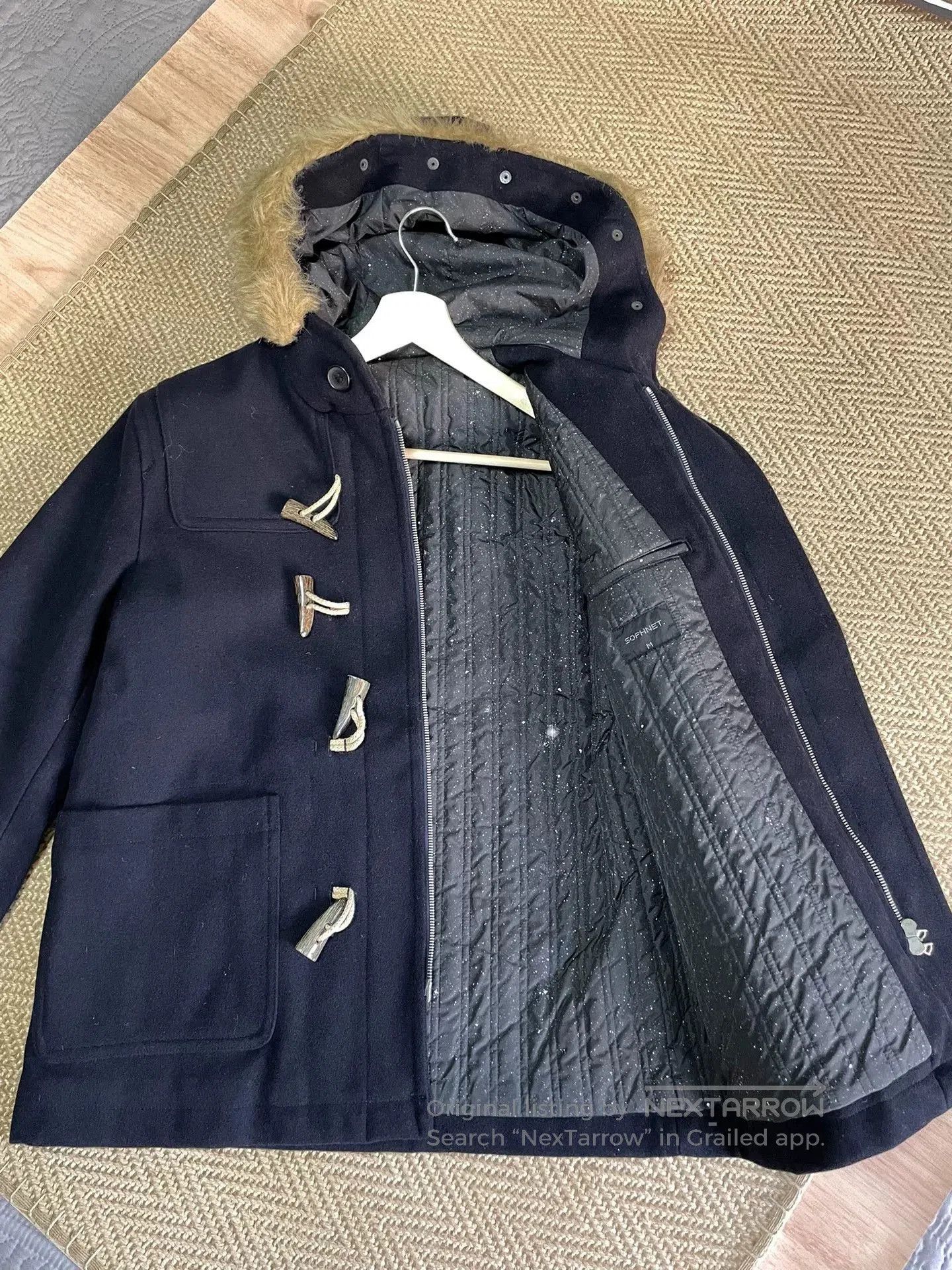SOPHNET Wool Starry Camo Fur Collar Coat.