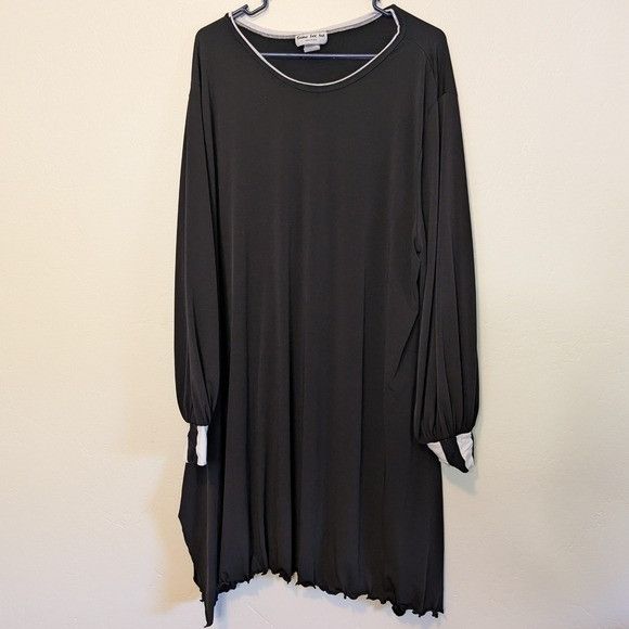Other Vintage 2X Black Tunic Dress Lettuce Hem Artsy Goth Hallowee Size XXL / US 16-18 / IT 52-54 - 1 Thumbnail