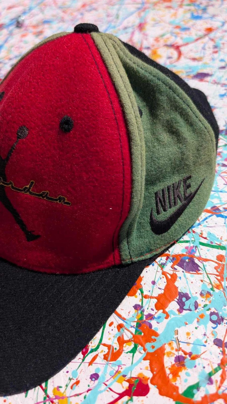 Jordan Brand Vintage Nike air Jordan cap 90s black red green OS fleece Size ONE SIZE - 4 Thumbnail