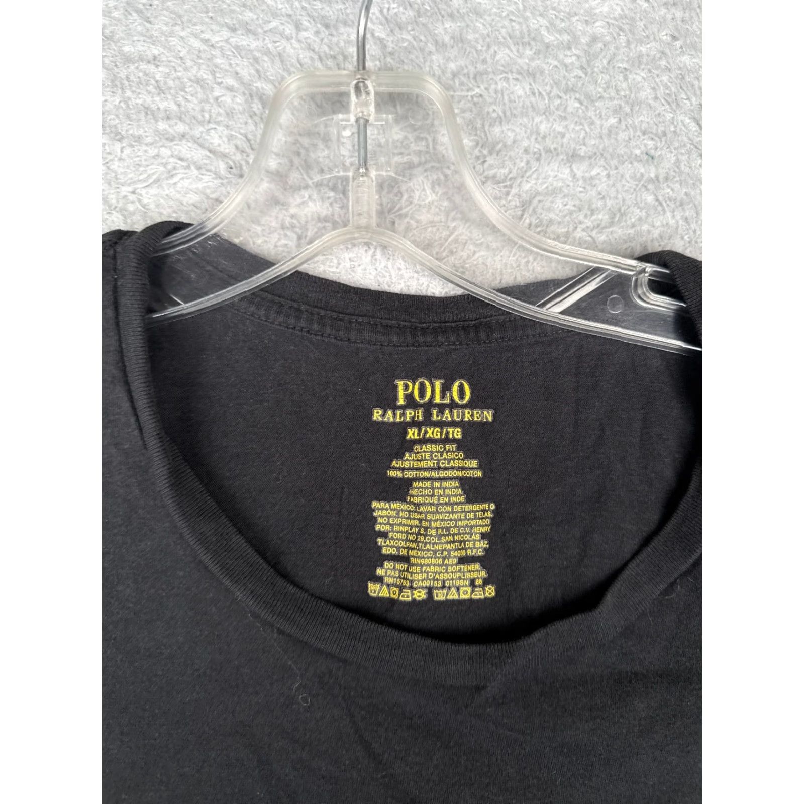Ralph Lauren VINTAGE Ralph Lauren Polo Shirt Adult XL Black Cotton Jersey Classic Fit Crew Neck T-Shirt Logo Embroidered Men’s Size US XL / EU 56 / 4 - 6 Thumbnail