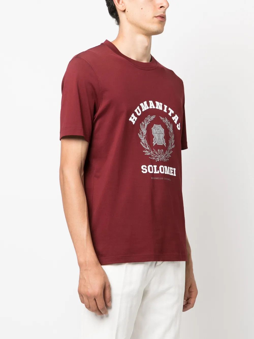 Brunello Cucinelli o1y0526 Crewneck T-Shirt in Burgundy Size US L / EU 52-54 / 3 - 2 Thumbnail
