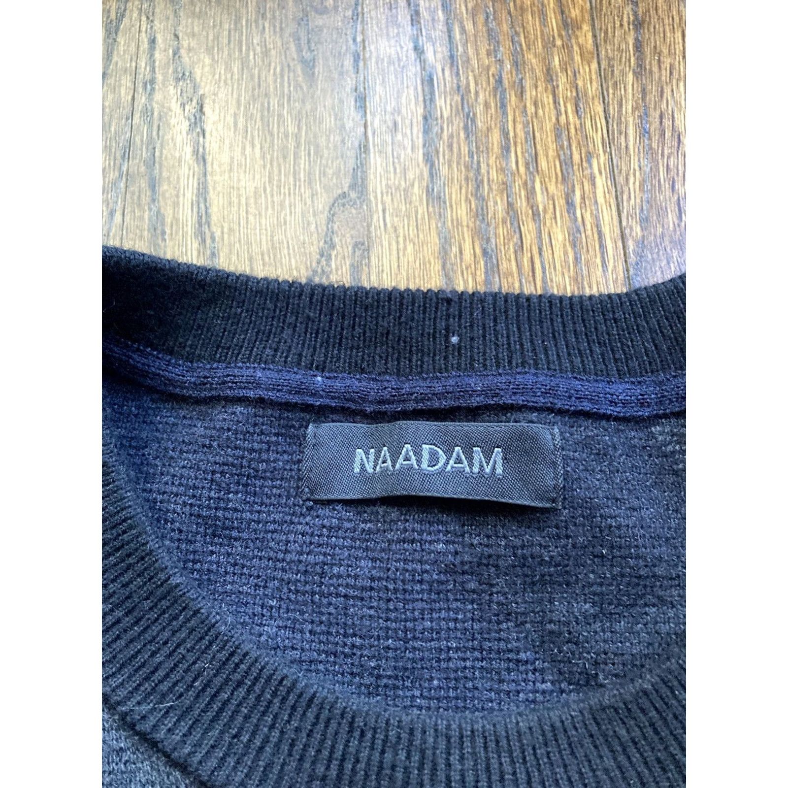 NAADAM NAADAM Sweater Men XL Crewneck Pullover Camouflage Blue Cotton Cashmere Knit Leather? Size US XL / EU 56 / 4 - 5 Thumbnail