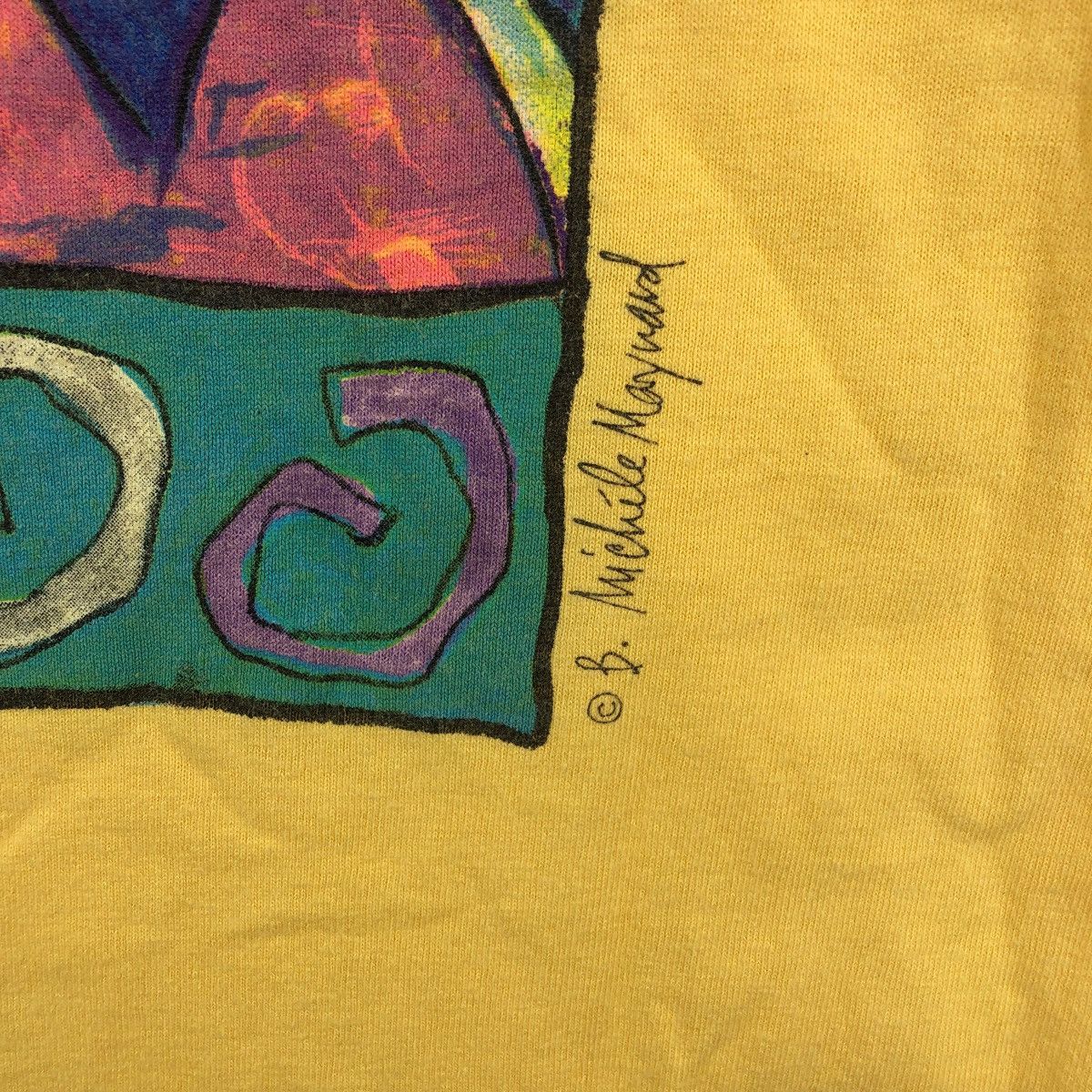 Tultex Vintage 90’ B. MICHELE MAYNARD Dolphin Painting Tee Shirt Size M / US 6-8 / IT 42-44 - 4 Thumbnail