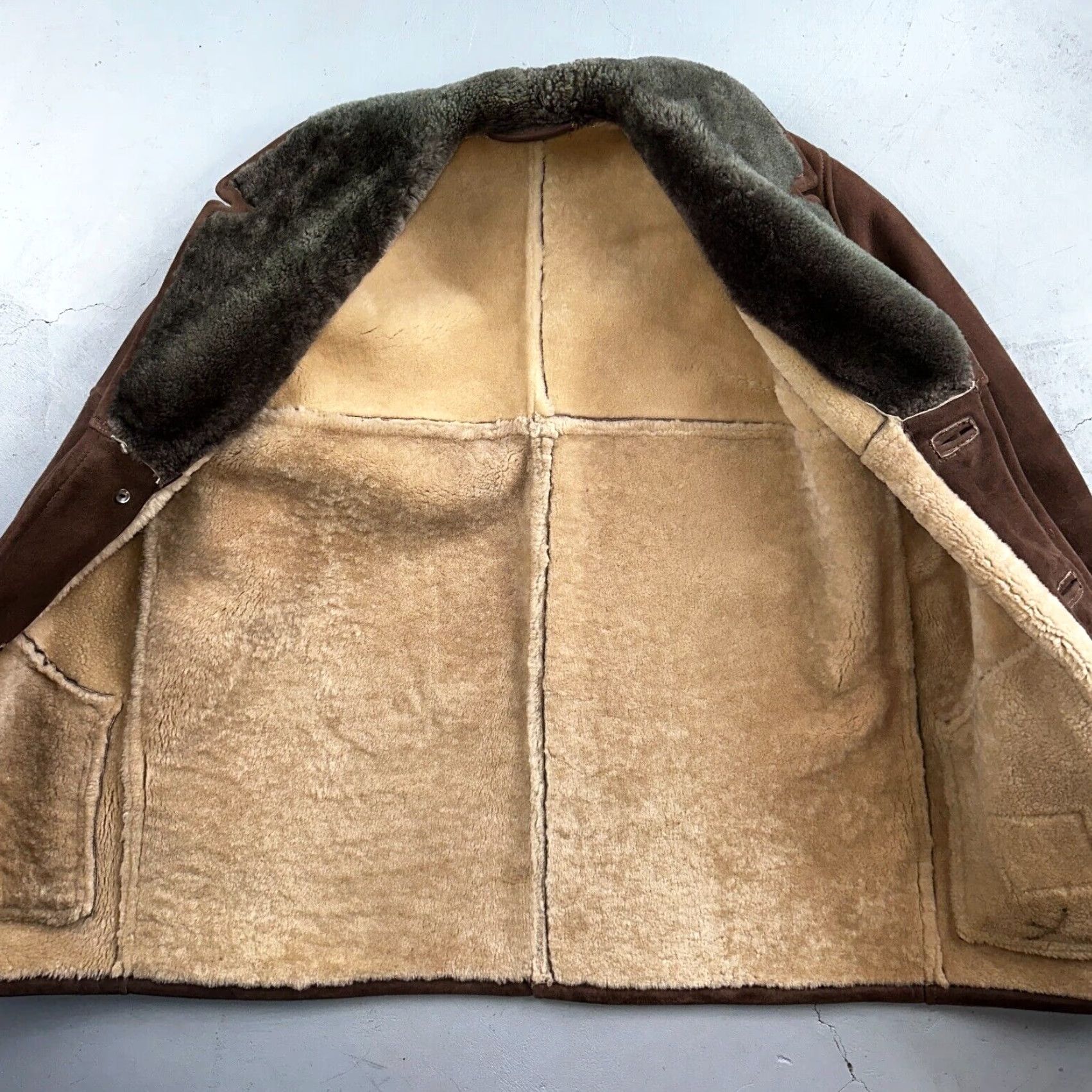 Vintage VTG Mens Coat Suede 60s Western Ranch Trucker Jacket Fur Sherpa 44 Brown 1960s Size US S / EU 44-46 / 1 - 2 Thumbnail
