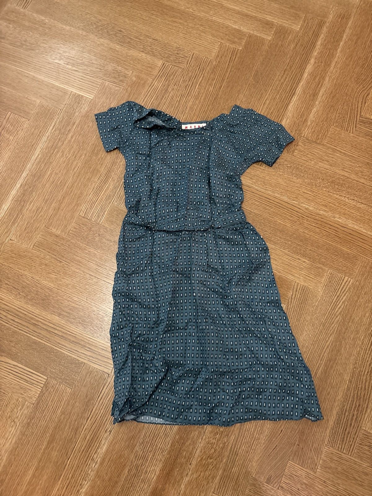 Marni Green geometric Marni midi dress Size S / US 4 / IT 40 - 1 Thumbnail