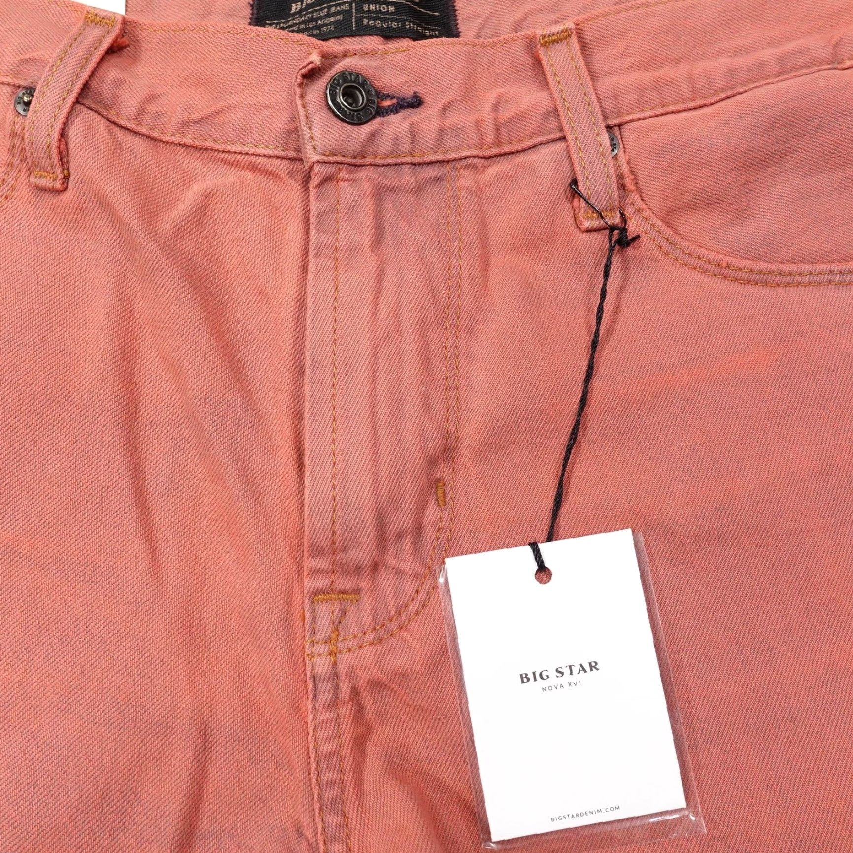 Denime BIG STAR Boyfriend Shorts Womens L Orange Denim Fringe 5-Pocket Zip Fly 35in Waist Summer Casual Womens Size 36" / US 14 / IT 50 - 2 Thumbnail
