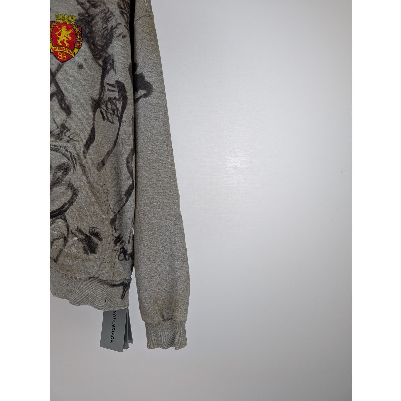 Balenciaga o1rshd1 Medium Fit Zip-Up Hoodie 1300 in Heather Grey Size US XS / EU 42 / 0 - 4 Thumbnail