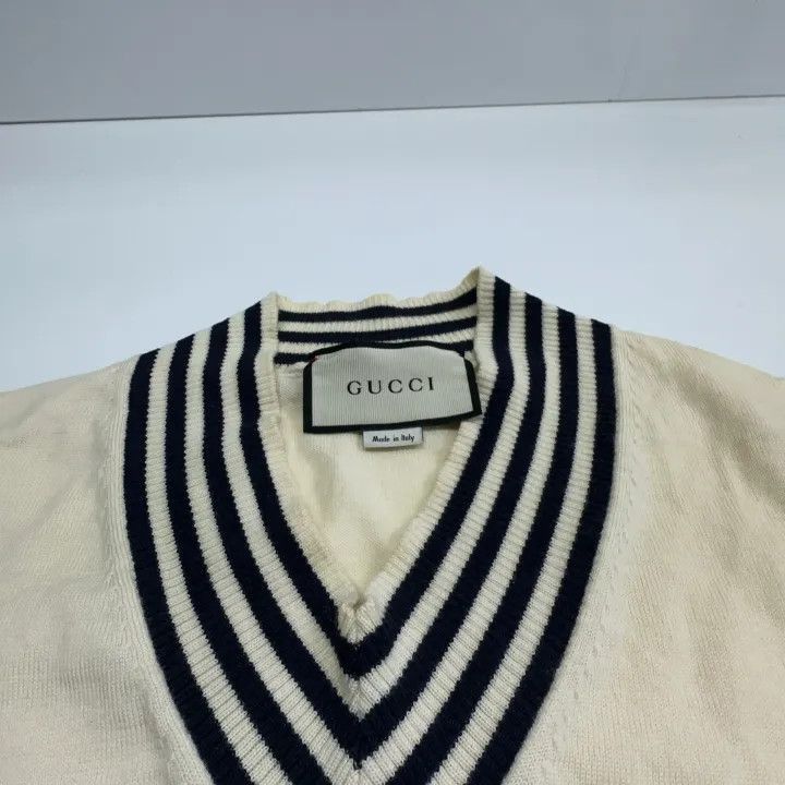 Gucci Gucci Gucci Bee Pattern V-Neck Wool Sweater for Men -2506 Size US L / EU 52-54 / 3 - 2 Thumbnail