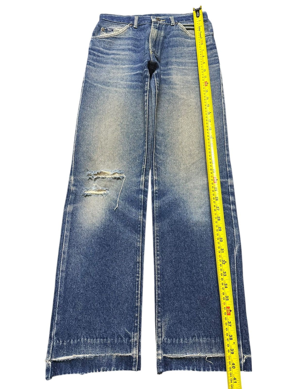 Lee Vintage 90s Lee Mud Wash Faded Whiskers Distress Style Jeans Size US 28 / EU 44 - 13 Thumbnail