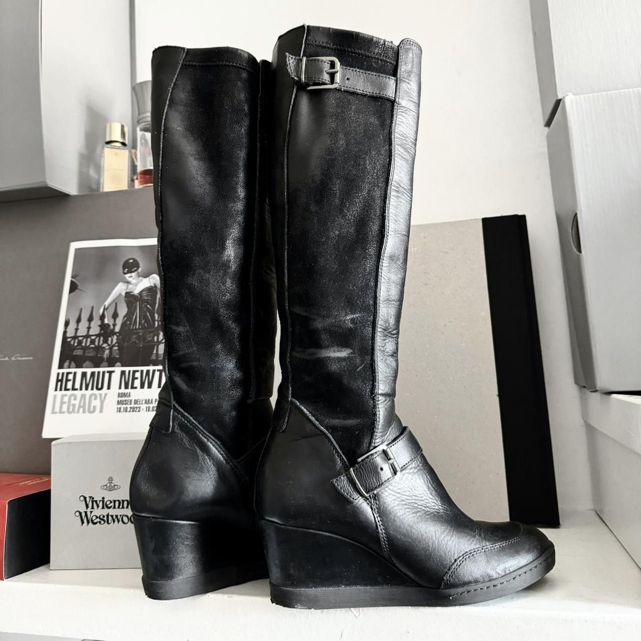 Vintage Archive Vintage biker gladiator wedge boots with many belts Size US 5.5 / IT 35.5 - 1 Thumbnail