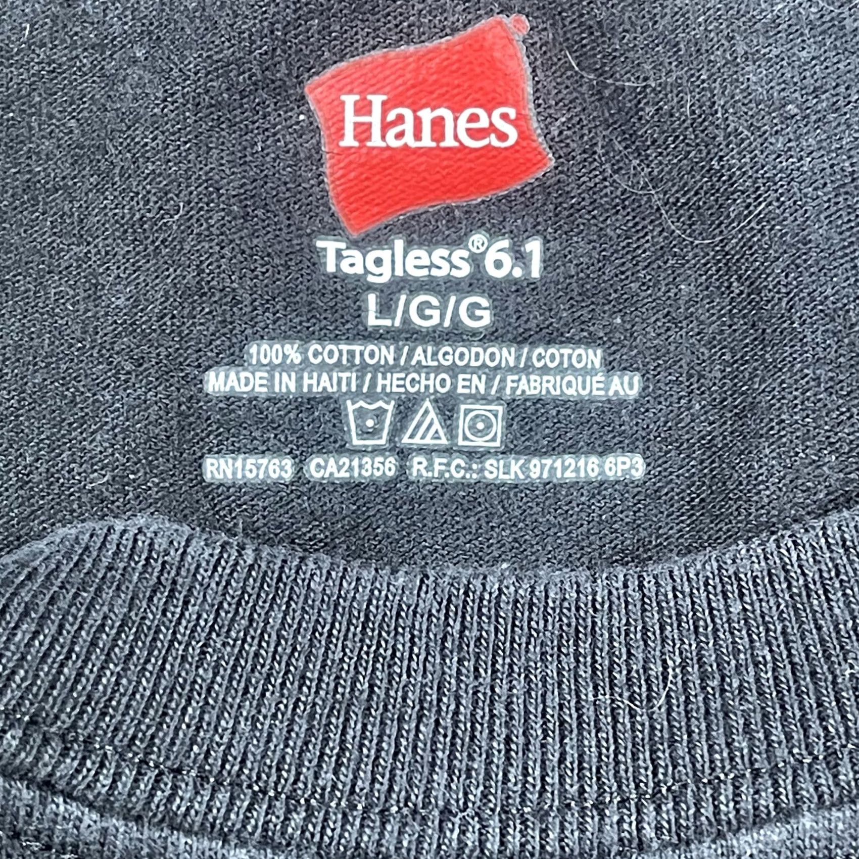 Hanes Hanes Graphics T-Shirt Adults L Large Black Cotton Knit Logo Short Sleeve Crew Neck Unisex Regular Vintage No Size US L / EU 52-54 / 3 - 7 Thumbnail