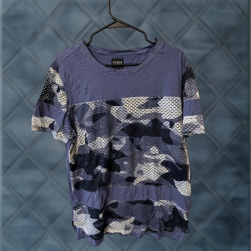 Guess GUESS T-Shirt Mens M Blue Camouflage Embroidered Logo Short Sleeve Crew Neck Size US M / EU 48-50 / 2 - 1 Thumbnail
