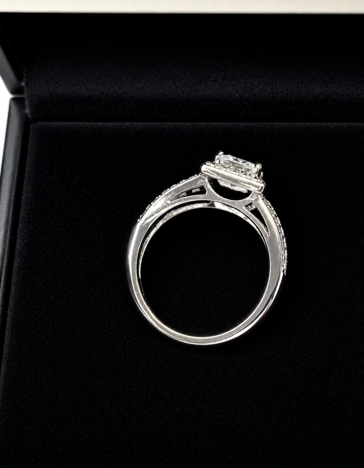 Other 2.63ct Princess Cut Moissanite Halo Ring Size ONE SIZE - 4 Thumbnail
