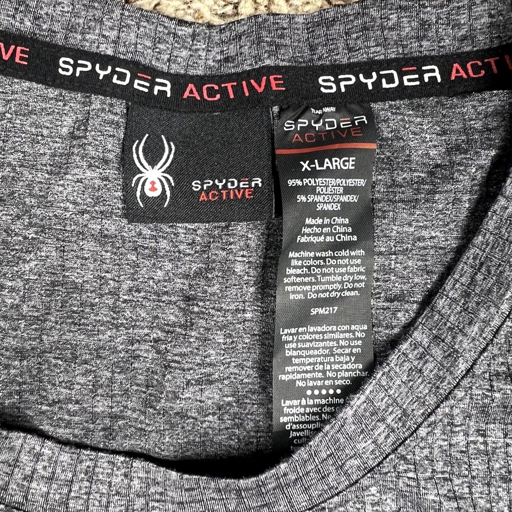 Spyder Spyder T-Shirt Mens XL Gym Activewear Black Widow Logo Heathered Gray Polyester Spandex Daily Wear Tee Size US XL / EU 56 / 4 - 2 Thumbnail