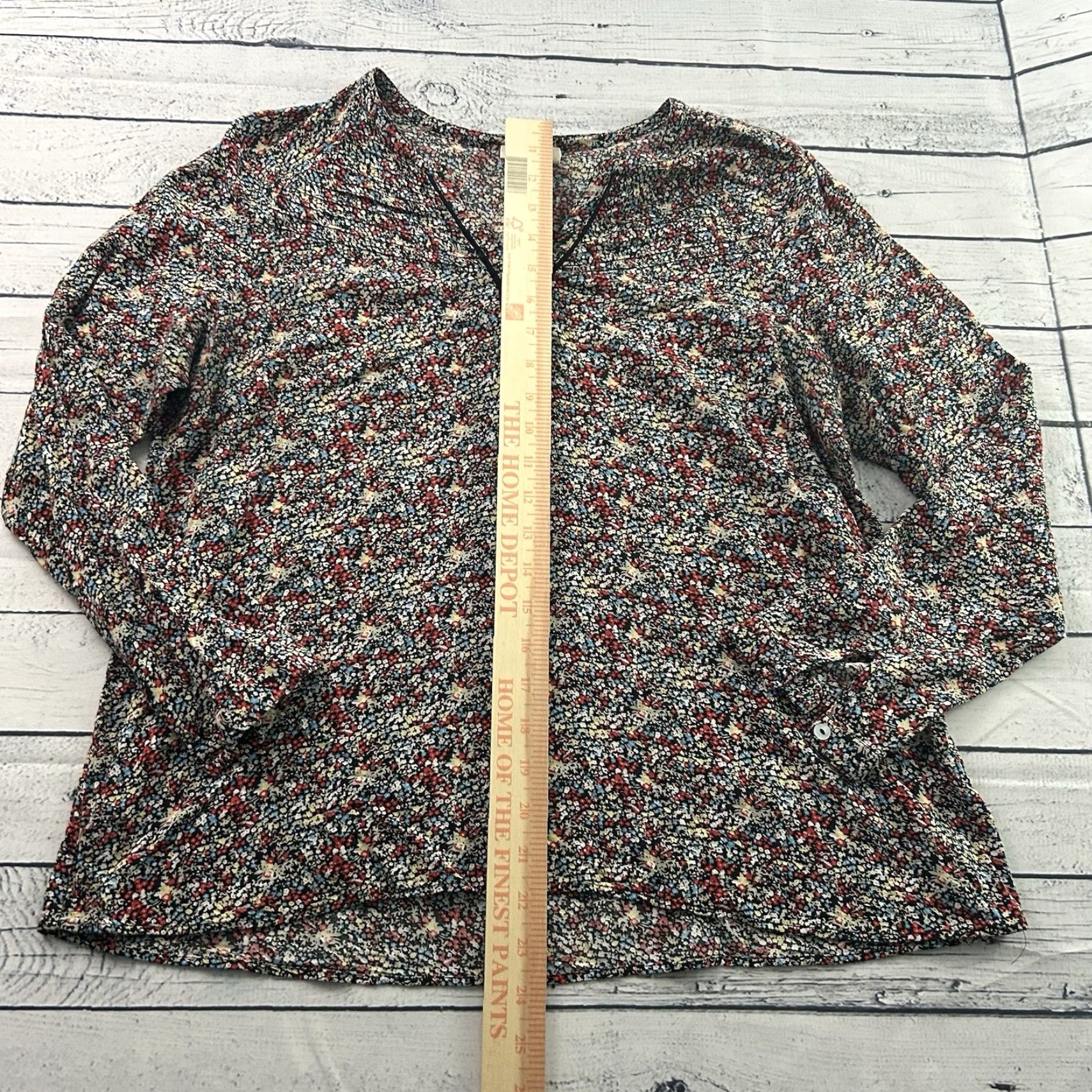 Vintage Meadow Rue Floral Long Sleeve Blouse Women's S Black Shirt Size S / US 4 / IT 40 - 2 Thumbnail
