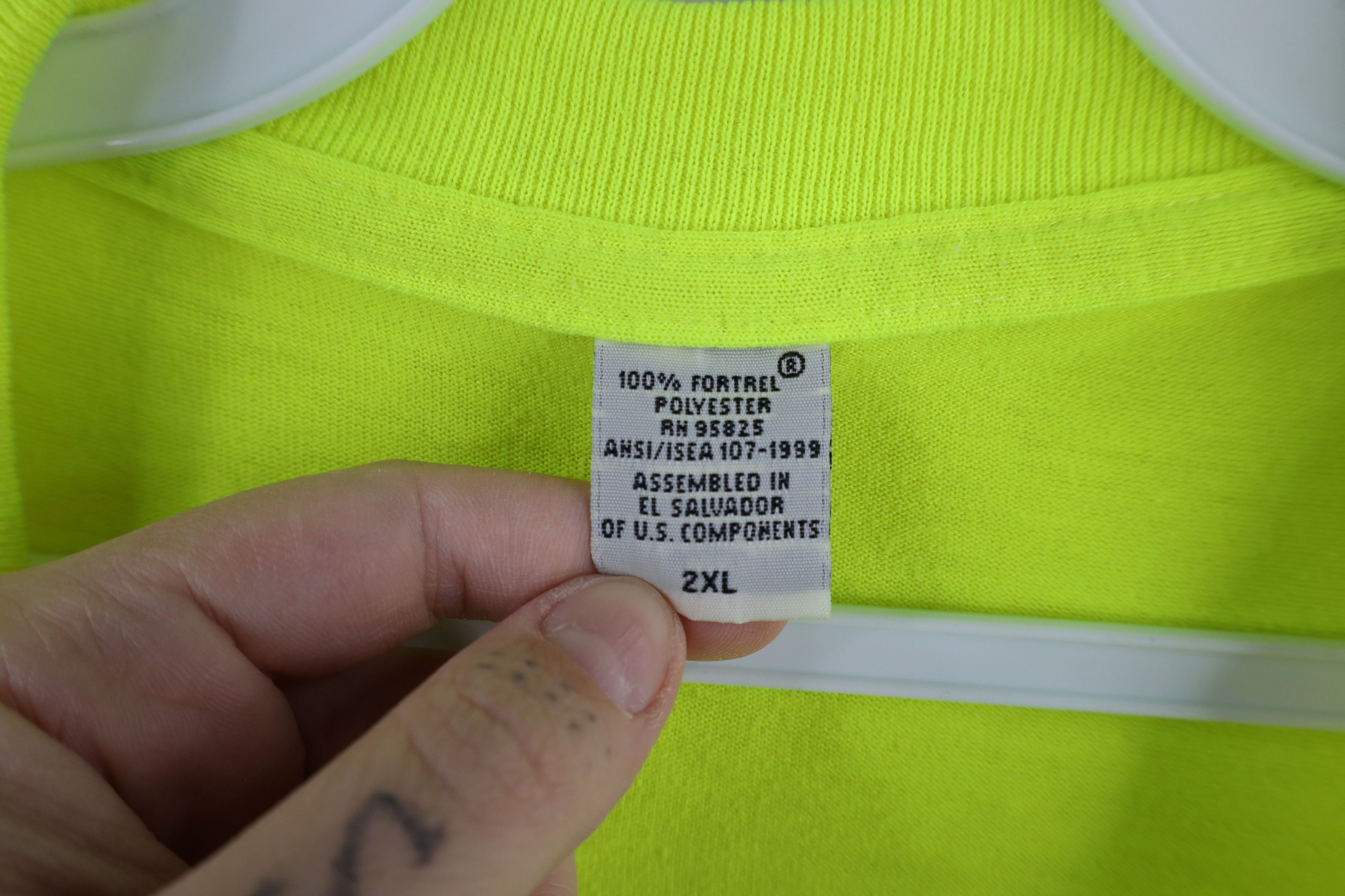 Vintage Vintage 90s Streetwear Florida Pocket T-Shirt Neon Yellow Size US XXL / EU 58 / 5 - 9 Thumbnail