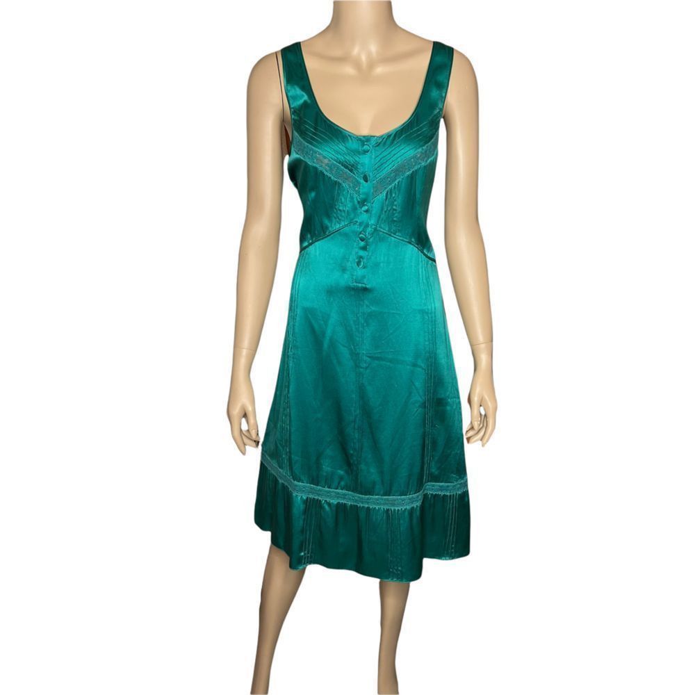 Doek NWT Tufi Duek silk dress green emerald (062) Size XS / US 0-2 / IT 36-38 - 1 Thumbnail