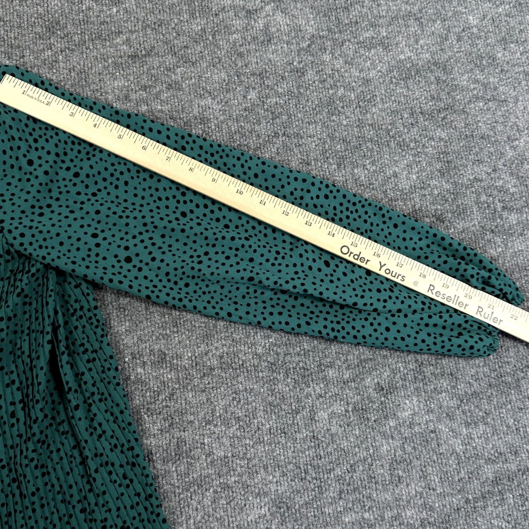 Vintage Ophelia Roe Dress Womens Small Green Black Polka Dot Long Sleeve Pleated Lined Dress Size S / US 4 / IT 40 - 7 Thumbnail