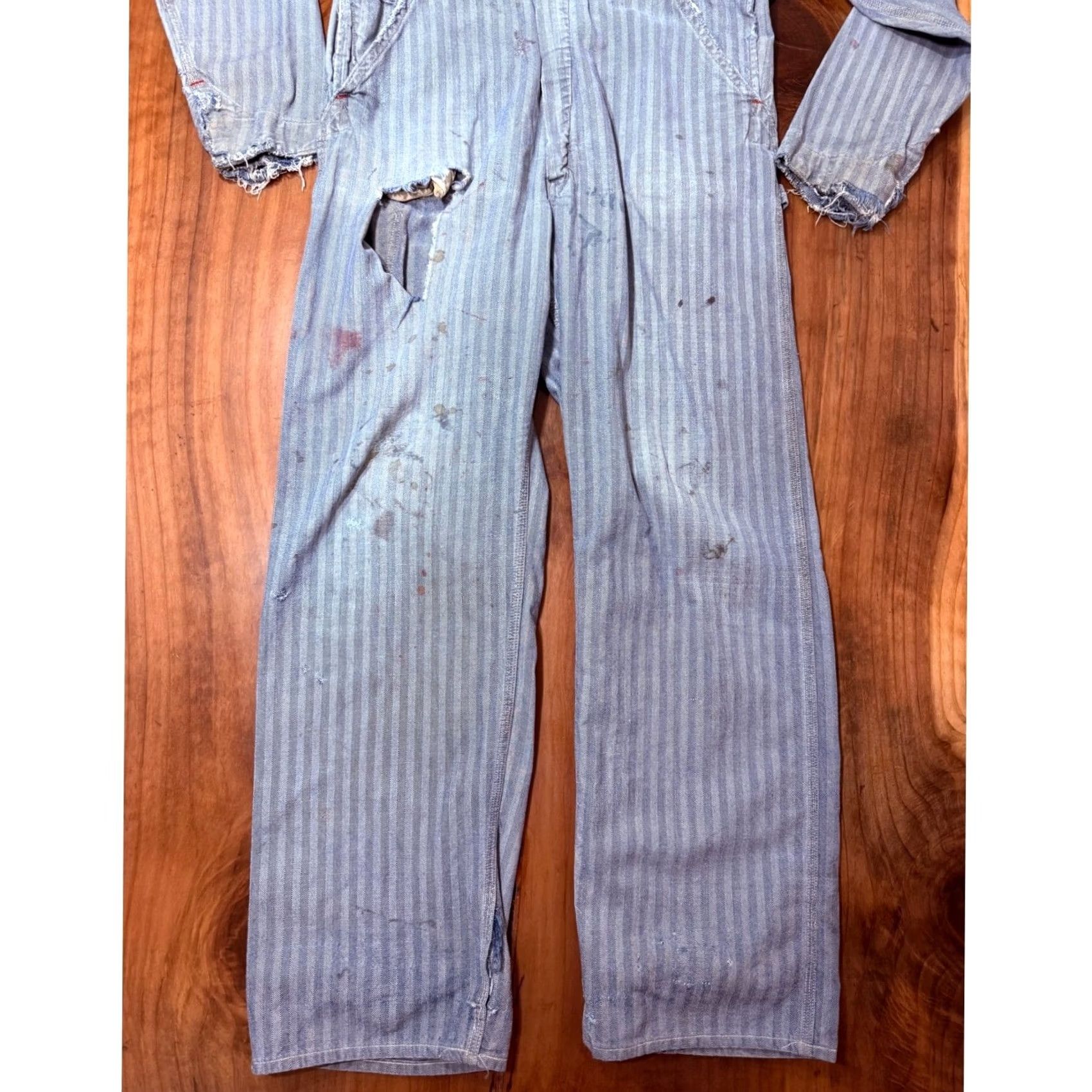JCPenney Vintage Penneys Big Mac Coverall Mens Cotton Work Striped Sanforized 1940s A4-21 Size US 37 - 4 Thumbnail