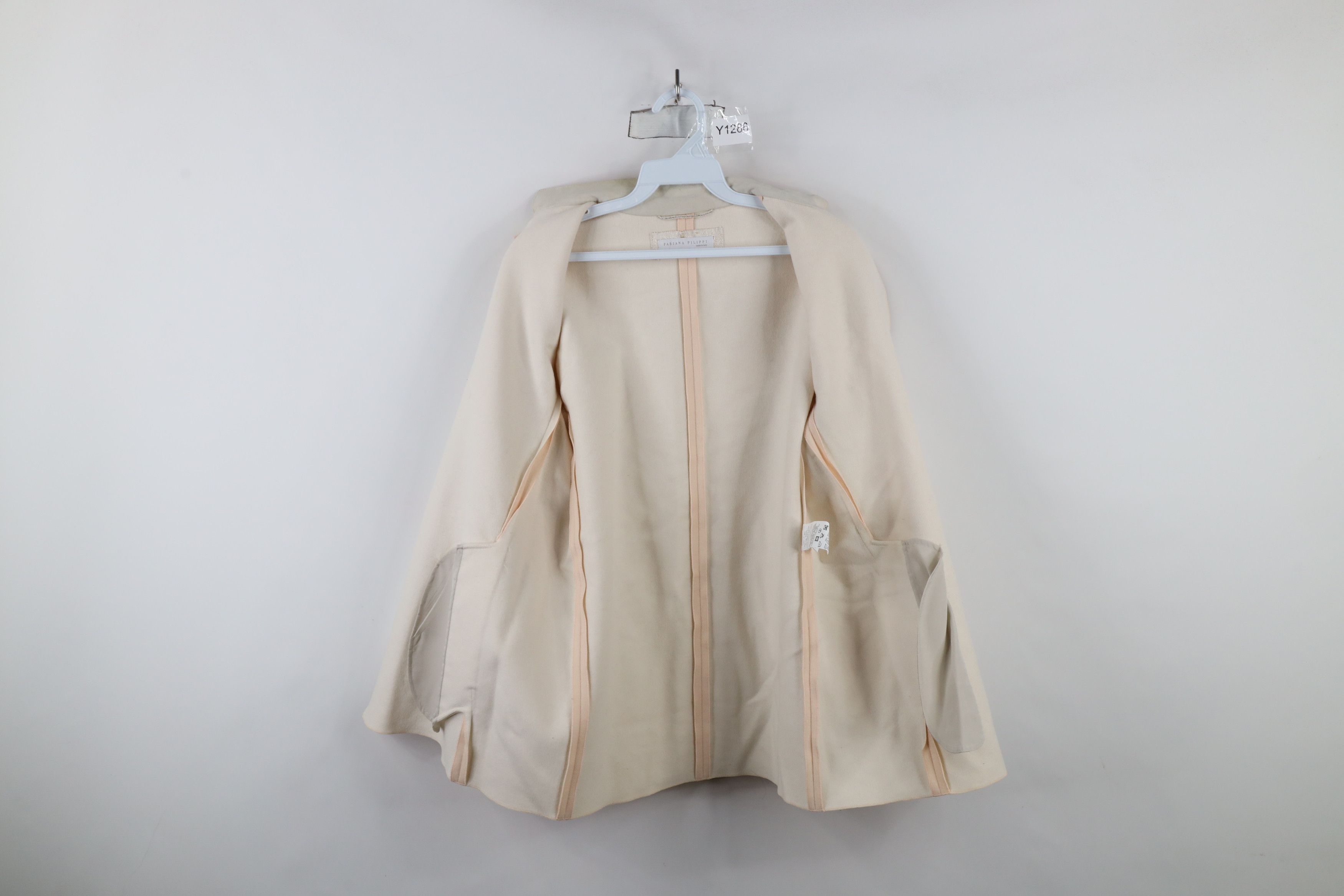 Fabiana Filippi × Vintage Fabiana Felippi Wool Chamois Leather Trim Big Button Jacket Size S / US 4 / IT 40 - 9 Thumbnail