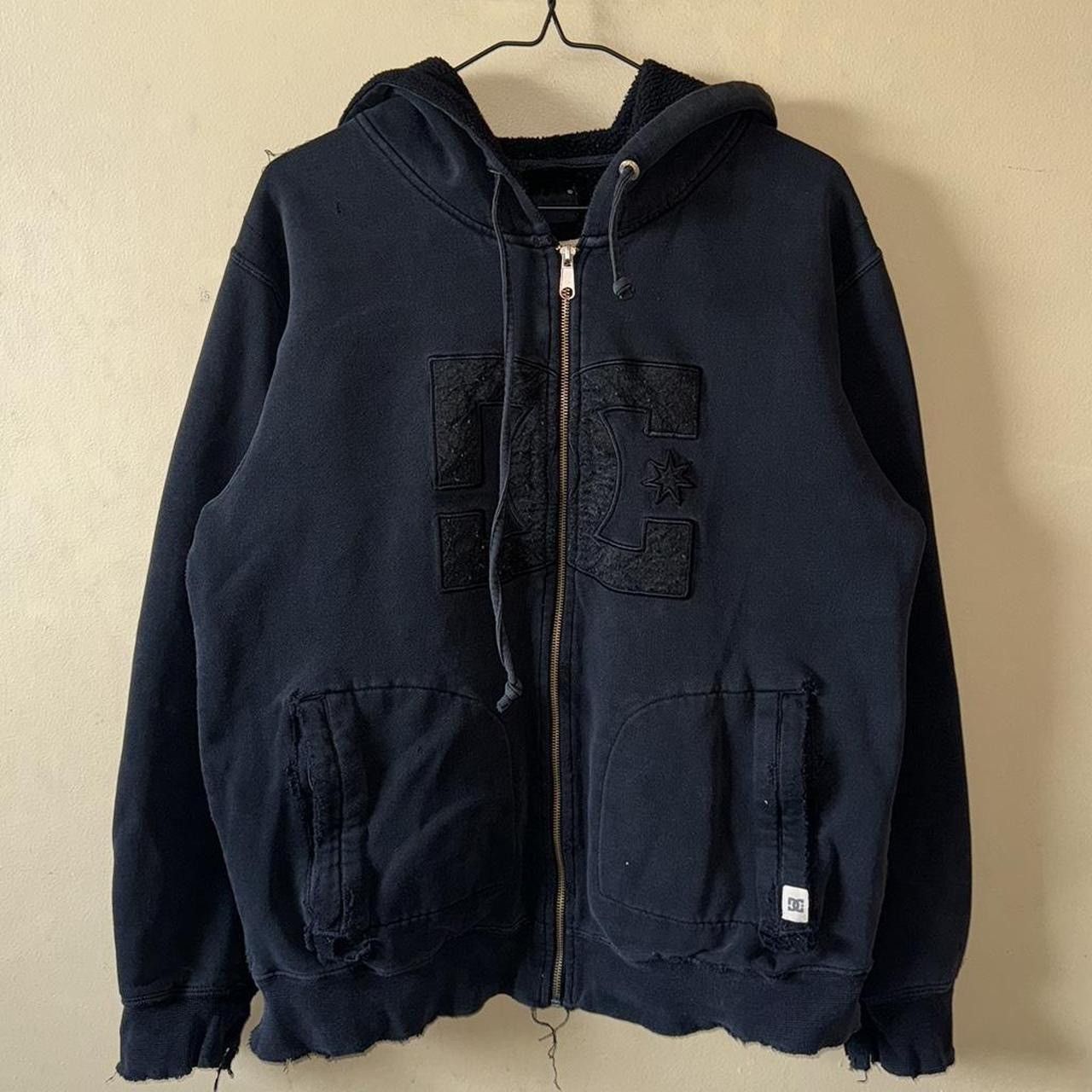 DC Vintage Y2K DC Shoe Co. Heavy Lined Trash Goth Zip Up Hoodie Size US M / EU 48-50 / 2 - 1 Thumbnail