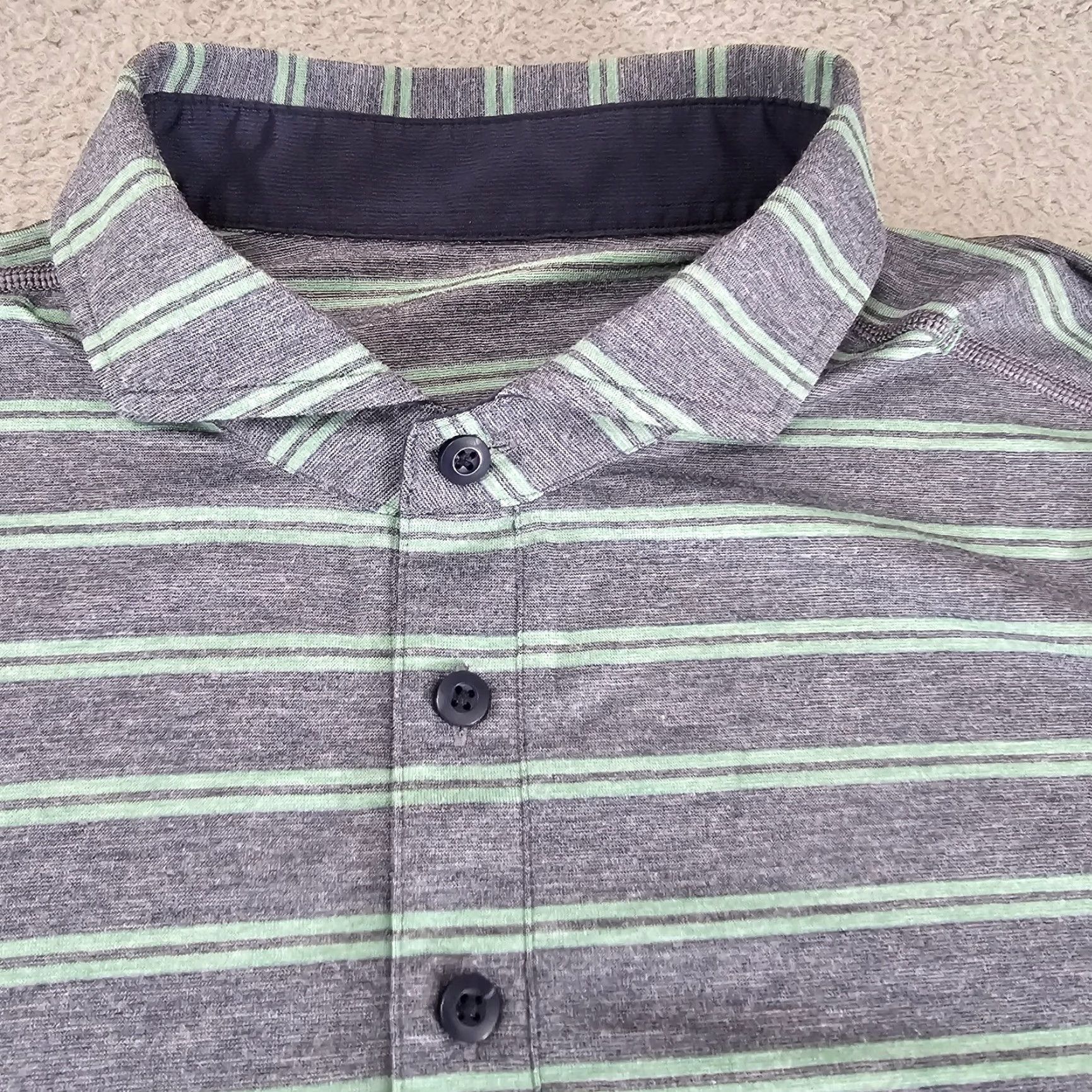 Lululemon Lululemon Polo Shirt Mens M Grey Striped Performance Athletica Stretch Shirt Polo Short Sleeve Collared Button Logo Casual Activewear Workwear Size US M / EU 48-50 / 2 - 4 Thumbnail