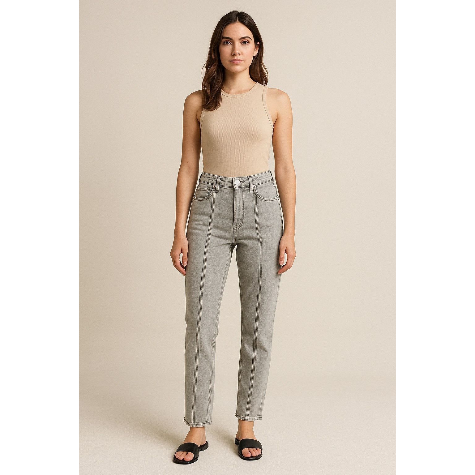 Other Y2K Vintage Inspired High Rise Mom Jeans Gray Seam S.O.N.G. Size 27" / US 4 / IT 40 - 1 Thumbnail