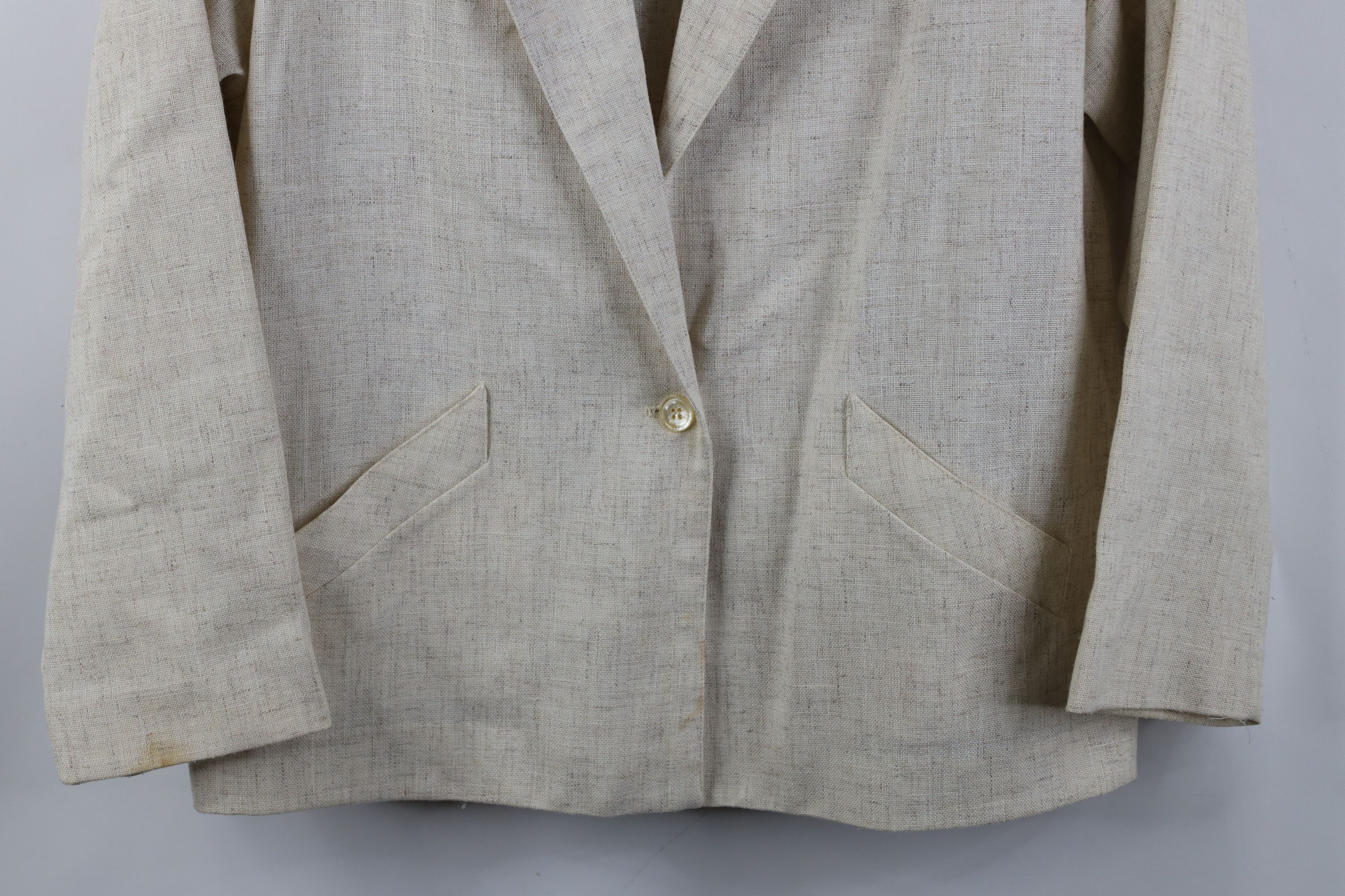 Vintage Vintage 60s Streetwear Flax Linen Blazer Jacket USA Size XXL / US 16-18 / IT 52-54 - 3 Thumbnail