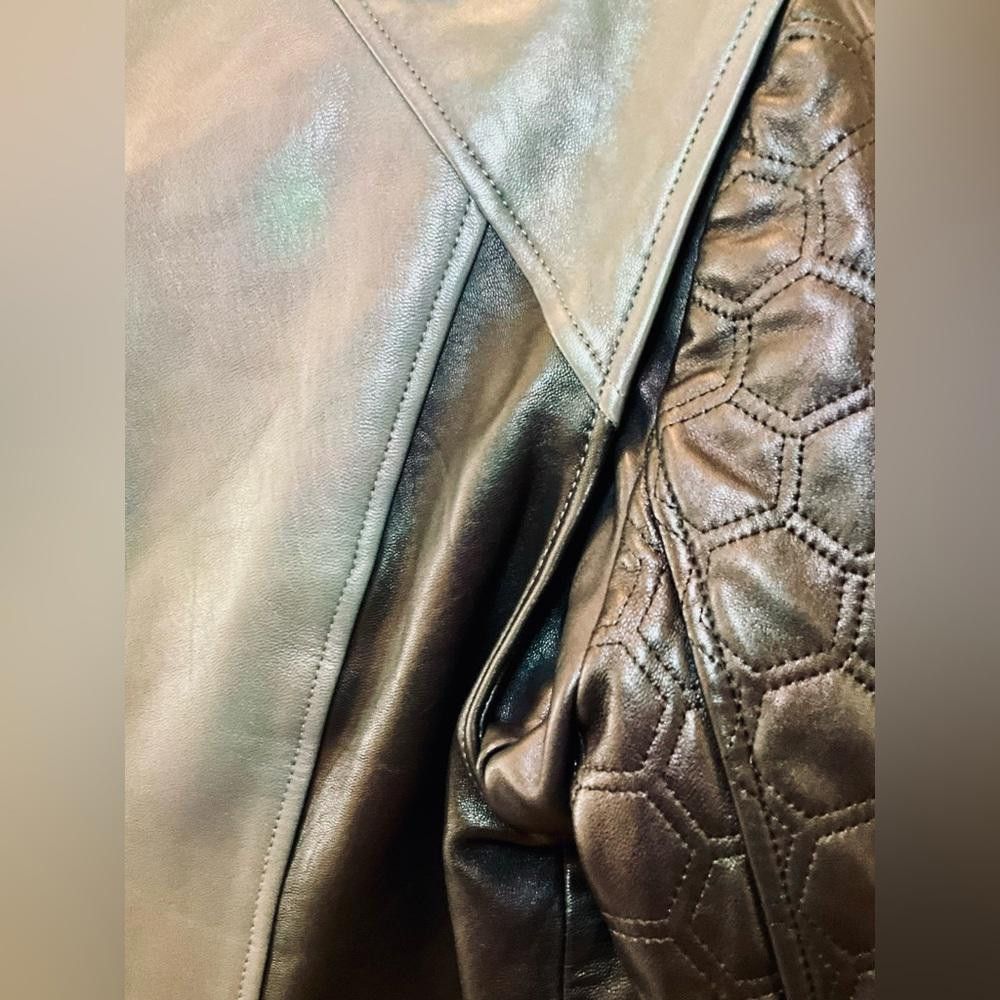 Designer Badgley Mischka Black/Grey Leather Motorcycle Jacket M Size M / US 6-8 / IT 42-44 - 7 Thumbnail