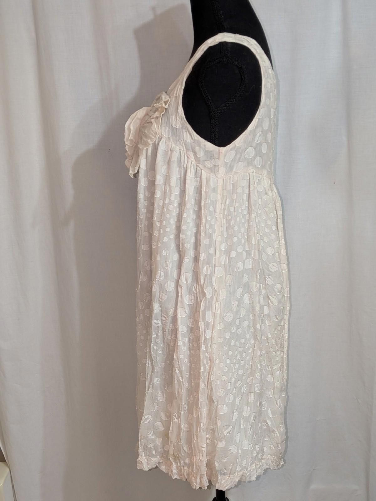 Designer VTG Y2K Xxi White Baby Doll Polka Dot Coquette Dress W/ Bow Size M / US 6-8 / IT 42-44 - 4 Thumbnail