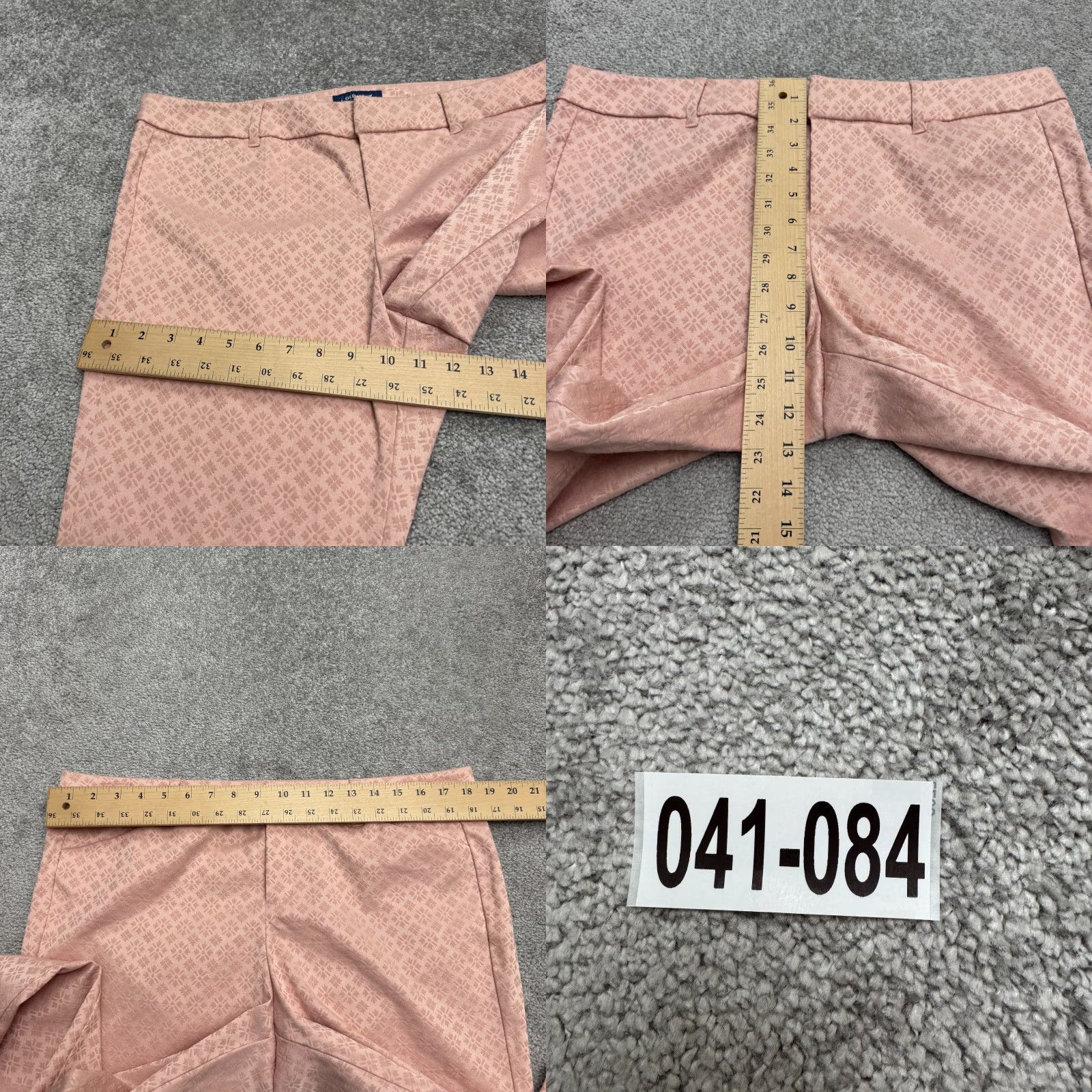 Old Navy Old Navy Pixie Mid Rise Ankle Trouser Pants Womens 14 Pink Geometric Jacquard Cotton Blend Size 36" / US 14 / IT 50 - 9 Thumbnail