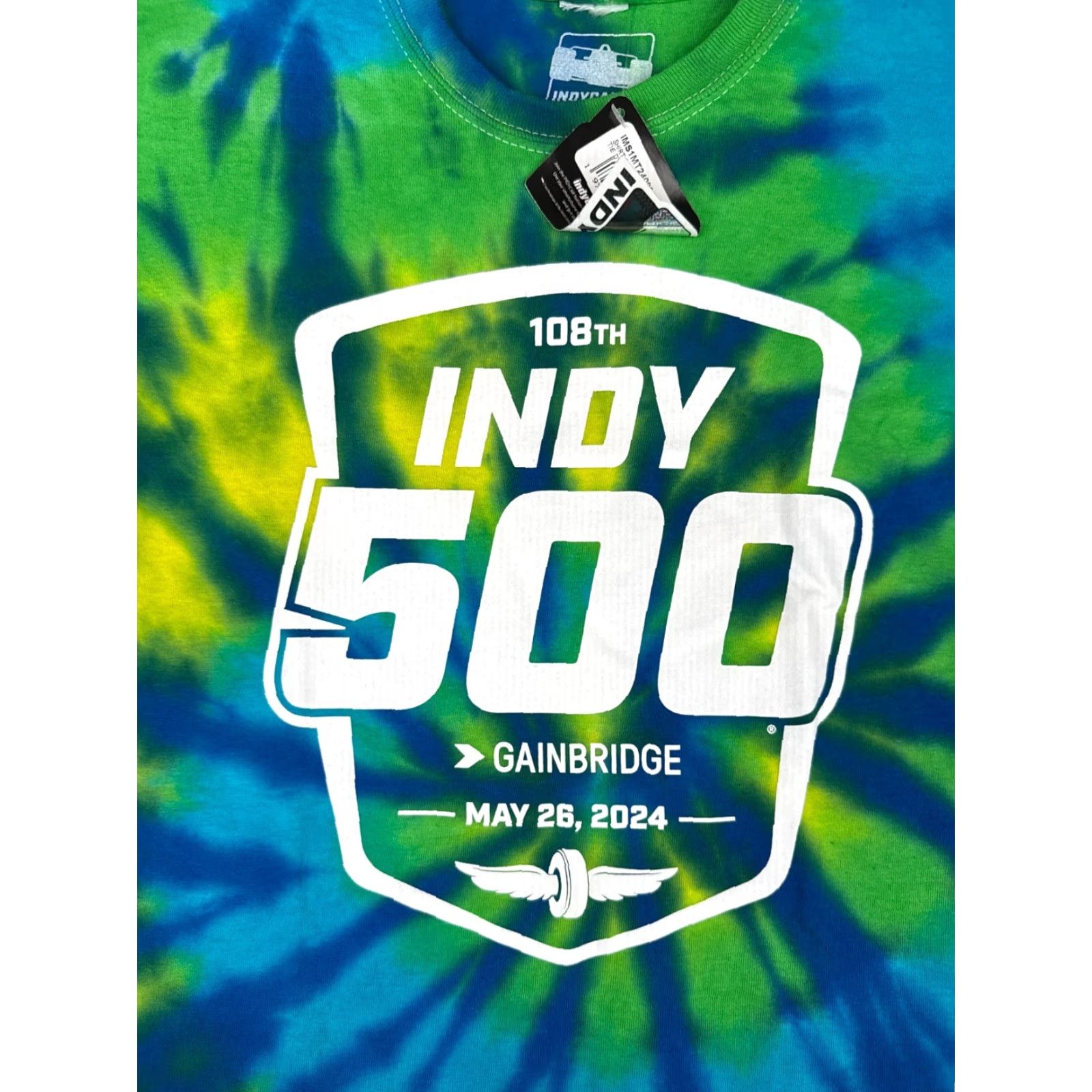 Vintage Indy 500 Indycar Shirt Adult Medium Green Blue Tie Dye 108th 100% Cotton Size US M / EU 48-50 / 2 - 6 Thumbnail