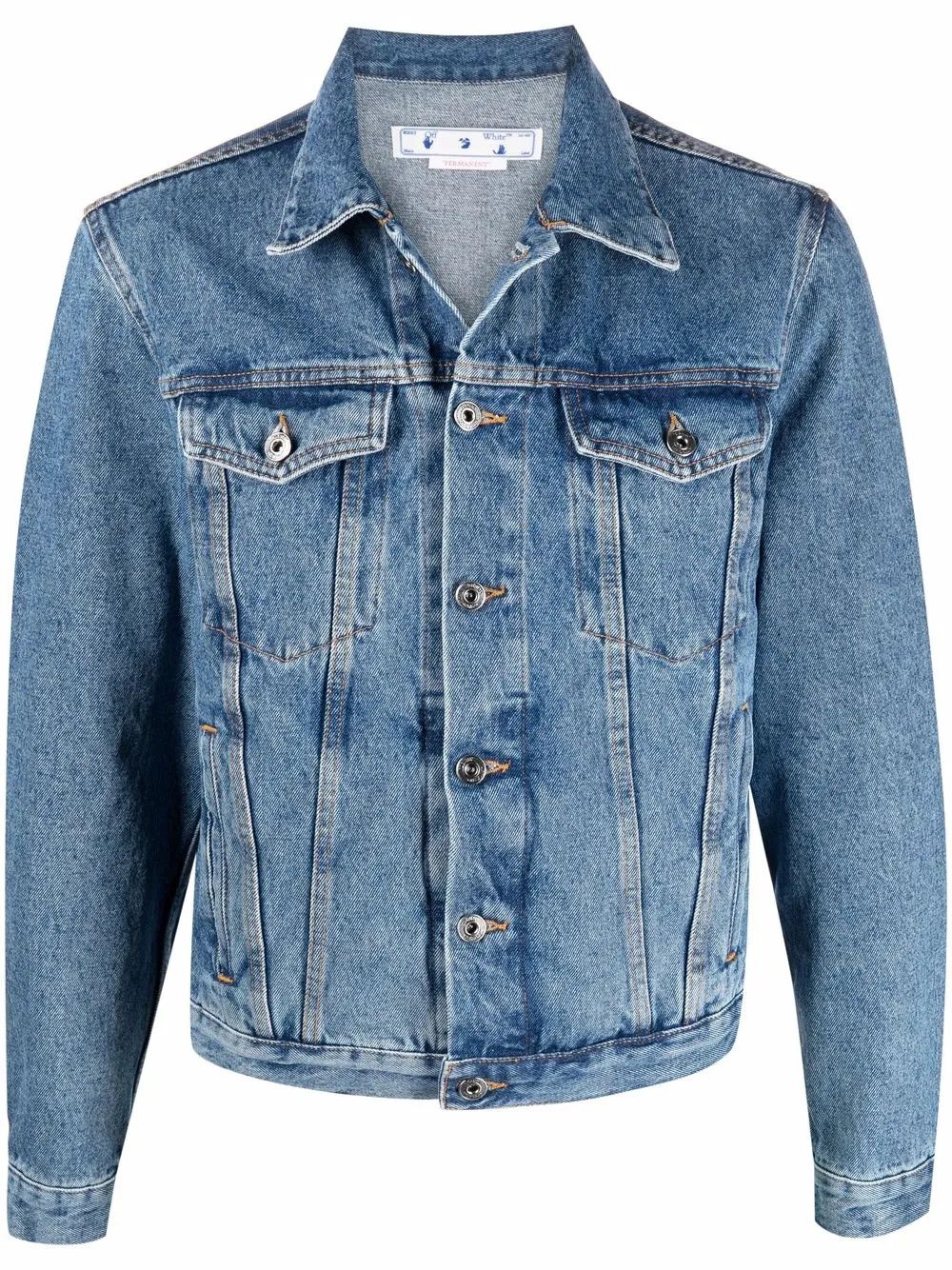 Off-White o1gr1nt0425 Indust Slim Denim Jacket in Medium Blue Size US M / EU 48-50 / 2 - 1 Thumbnail