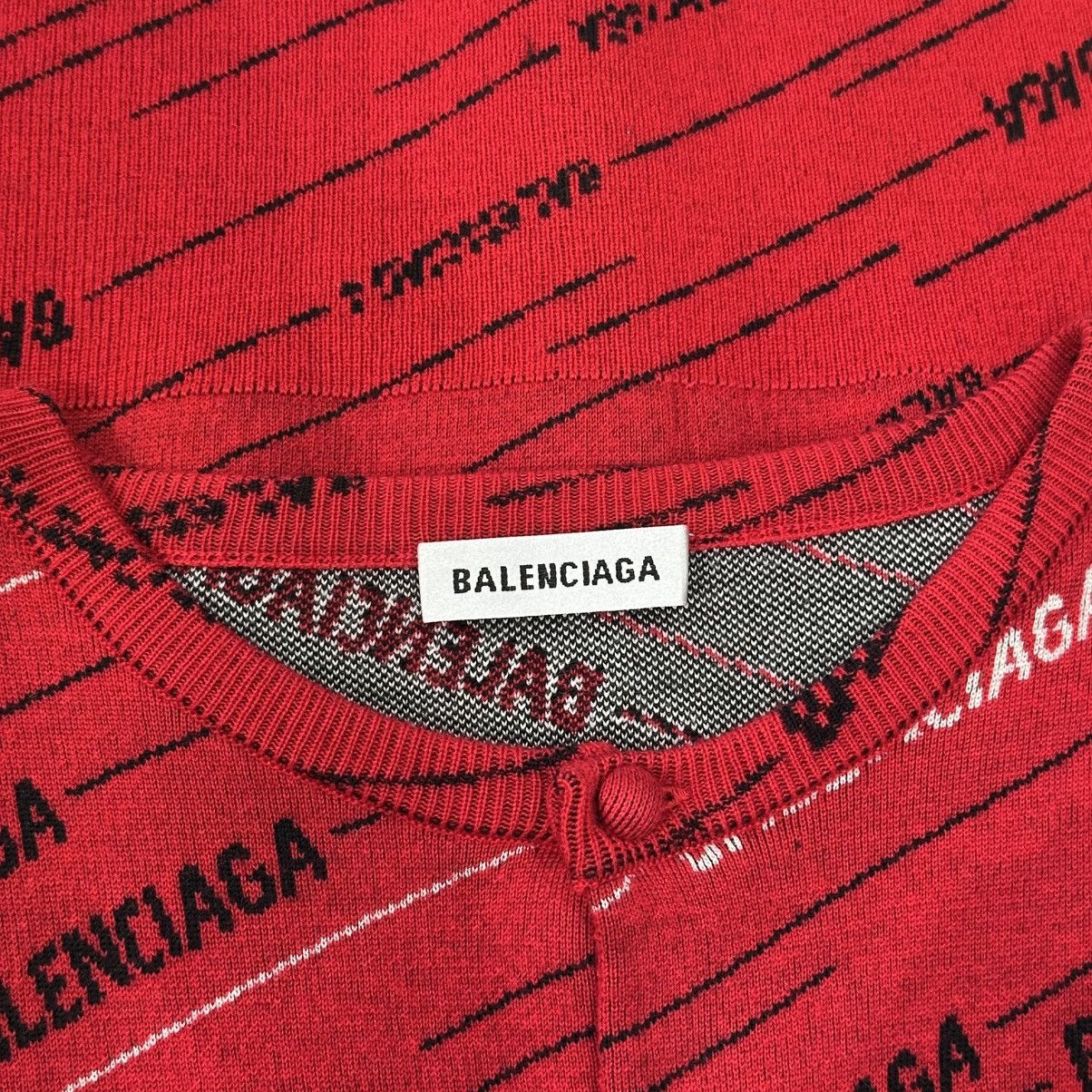 Balenciaga NWT BALENCIAGA RED KNIT LOGO SWEATER LARGE (runs small) Size L / US 10 / IT 46 - 6 Thumbnail