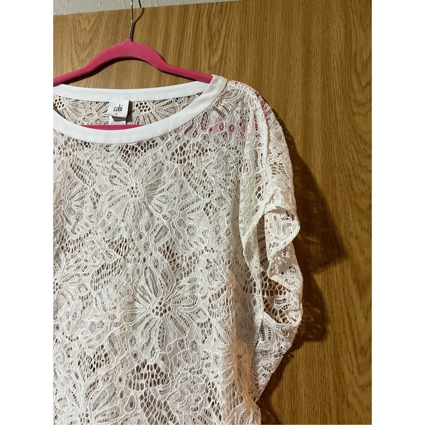Other Cabi White Lace Top Woman’s Size Medium See Through Top Size M / US 6-8 / IT 42-44 - 3 Thumbnail
