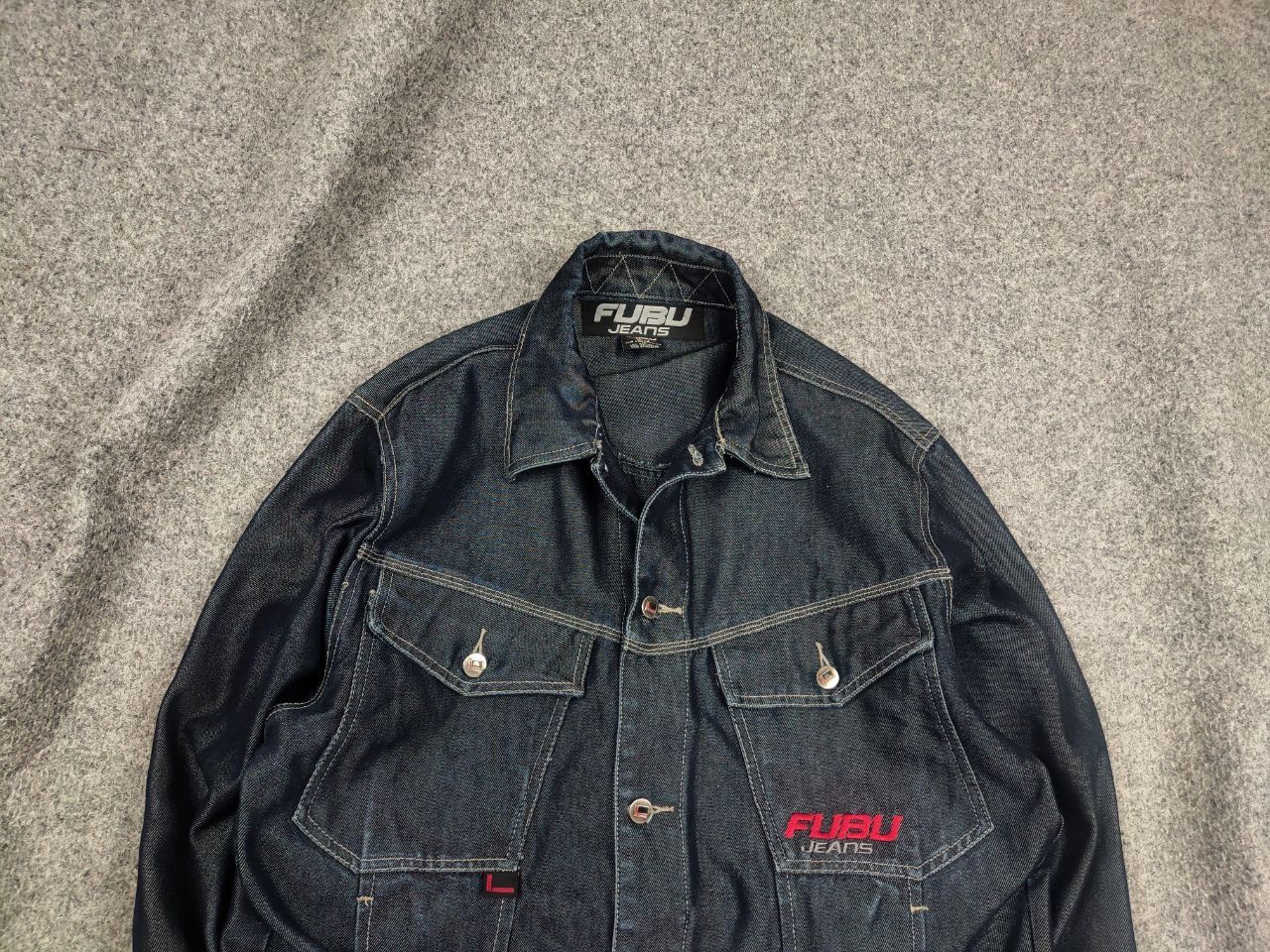 Fubu Vintage Fubu Logo collection Indigo blue denim Jacket Y2K Size US L / EU 52-54 / 3 - 2 Thumbnail
