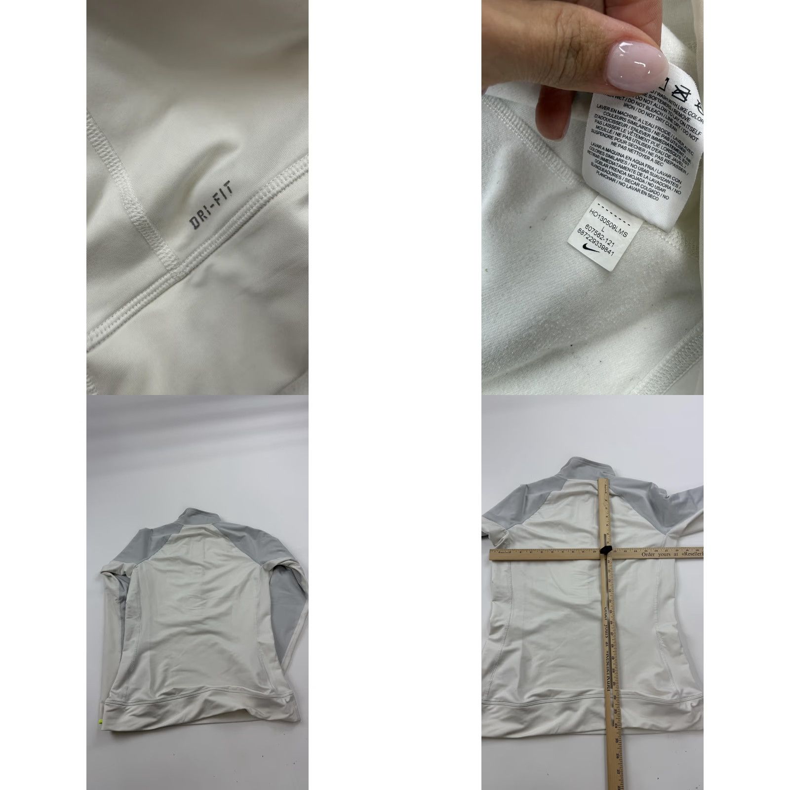 Nike VINTAGE Nike Pro Pullover Womens Large Gray White 1/4 Zip Dri-Fit Fleece Size L / US 10 / IT 46 - 8 Thumbnail