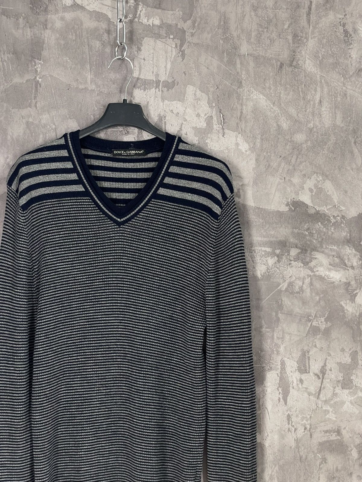 Dolce & Gabbana × Vintage Vintage Dolce Gabbana Chain Y2K Striped Knit Sweater Size US M / EU 48-50 / 2 - 4 Thumbnail
