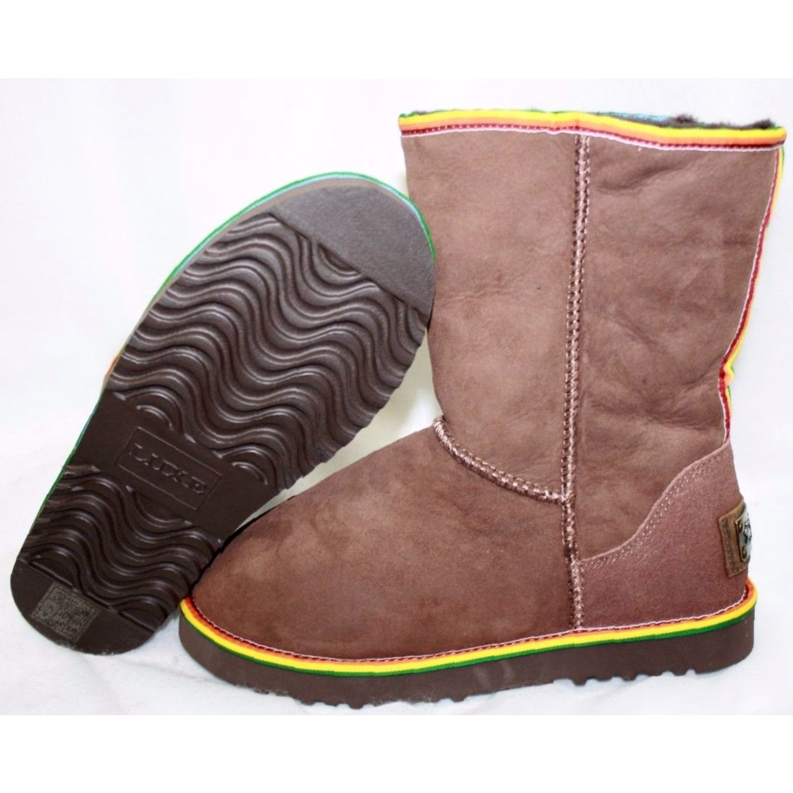 Rainbow Australia Luxe Rainbow Short Boots Womens 10 Chocolate Brown Slip On Mid-Calf Suede Leather Brown Boots Size 32" / US 10 / IT 46 - 2 Thumbnail