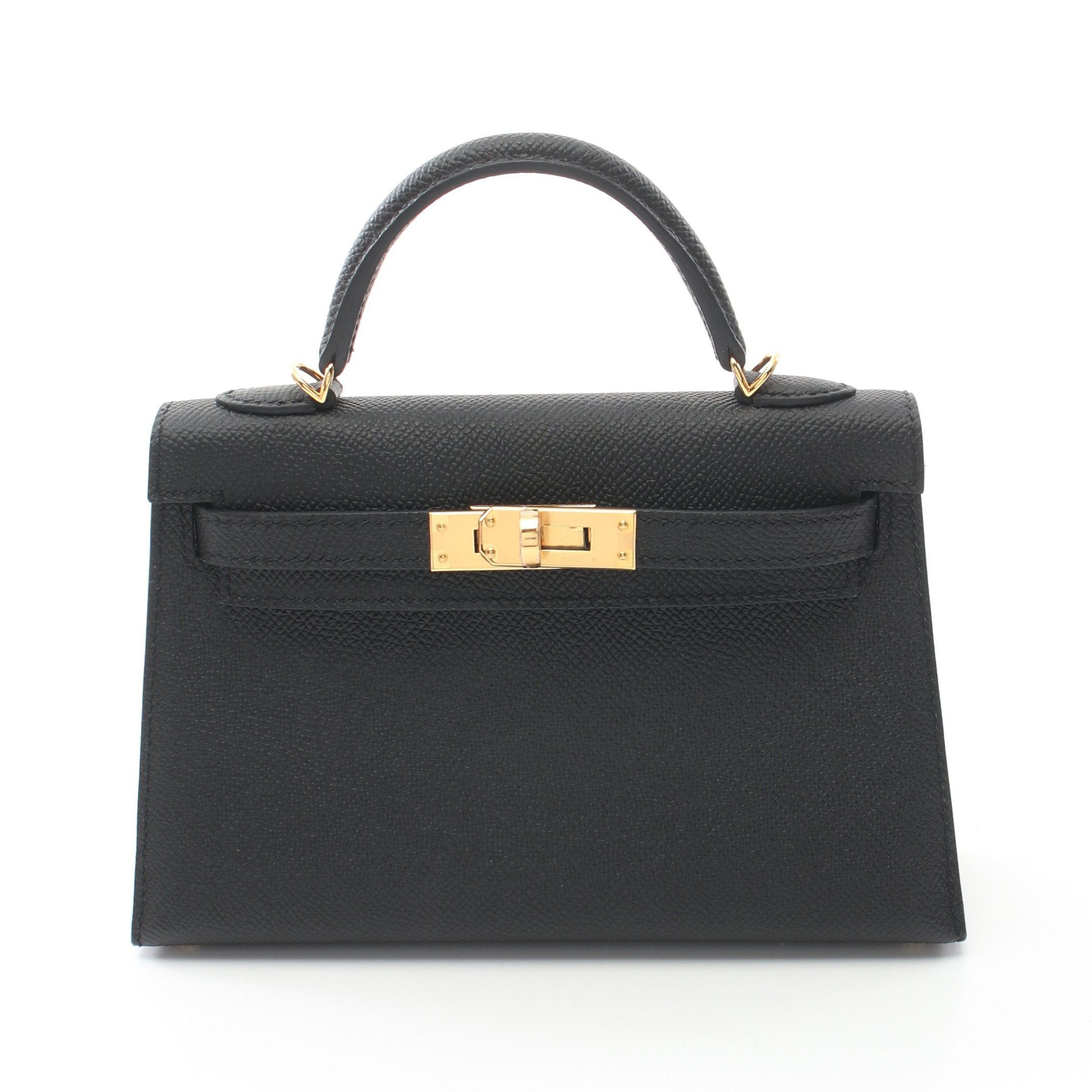 Hermes Hermes Mini Kelly 2 Handbag Veau Epsom Black Gold Hardware Double Engraved Size ONE SIZE - 1 Thumbnail