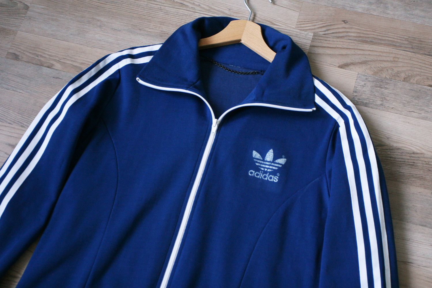 Adidas Vintage 1970s Adidas Blue Track Jacket Top M Size US M / EU 48-50 / 2 - 2 Thumbnail