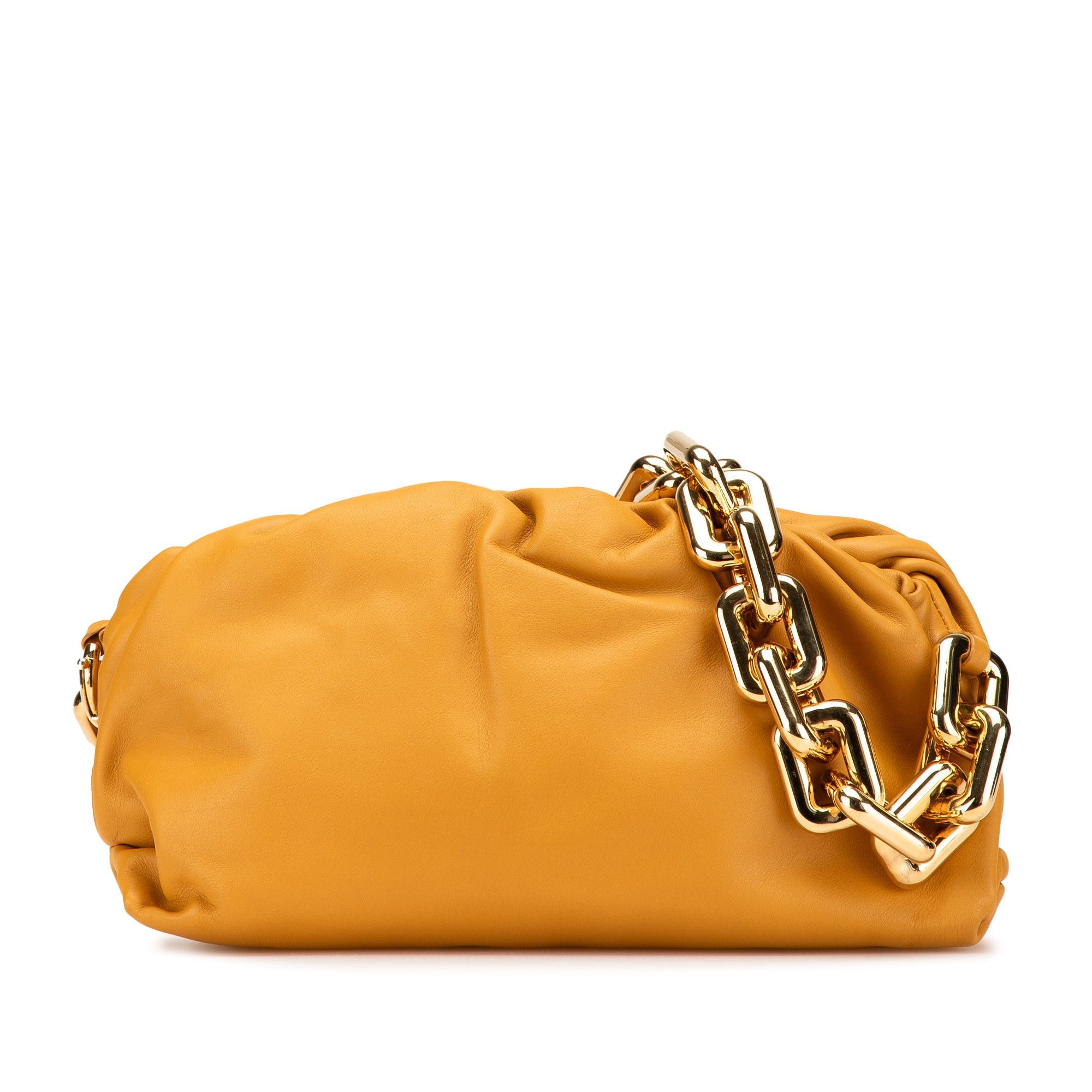 Bottega Veneta Bottega Veneta Lambskin Chain Pouch Yellow Size ONE SIZE - 1 Thumbnail
