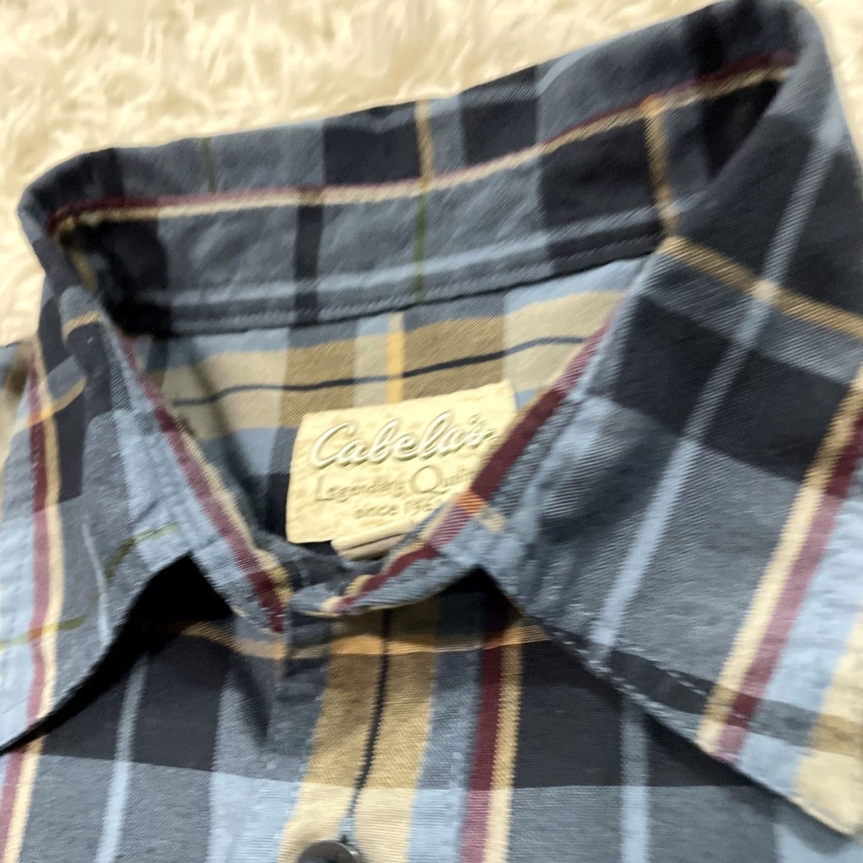 Vintage Cabela's Button-Up Shirt Men L Reg Blue Plaid Vintage90sY2k Outdoor Workwear Hole 50" Button-Up Casual Workwear Mens Size US L / EU 52-54 / 3 - 3 Thumbnail