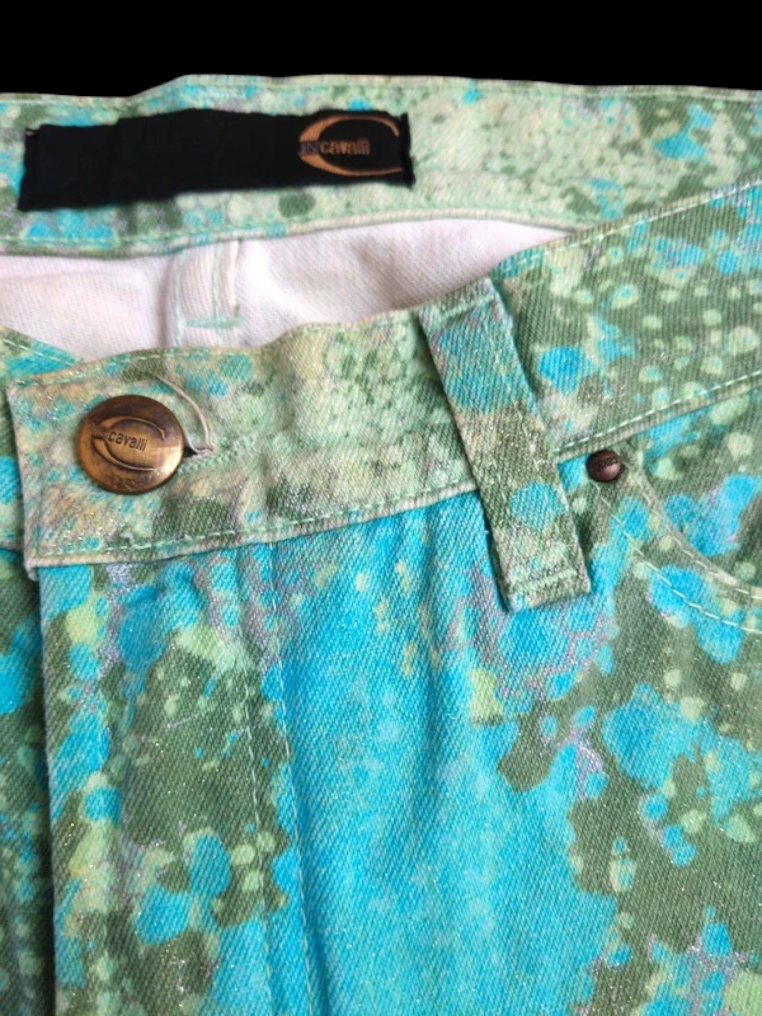 Just Cavalli Just Cavalli Glitter Acid Printed Jeans in Aqua & Green 2000 Size 27" / US 4 / IT 40 - 4 Thumbnail