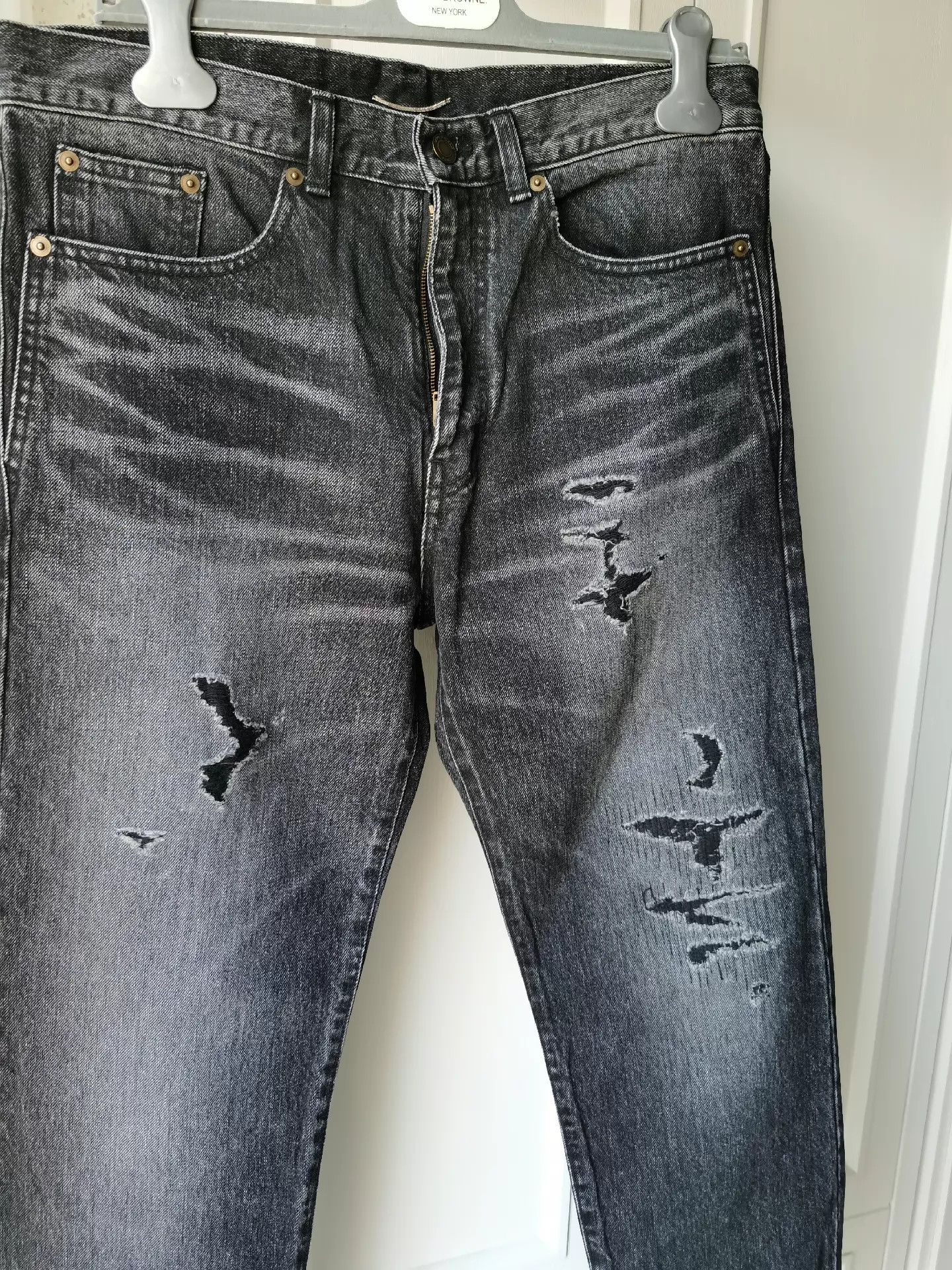 Saint Laurent Paris SLP Smoky Gray Distressed Jeans 30 Worn 2x Size US 30 / EU 46 - 2 Thumbnail